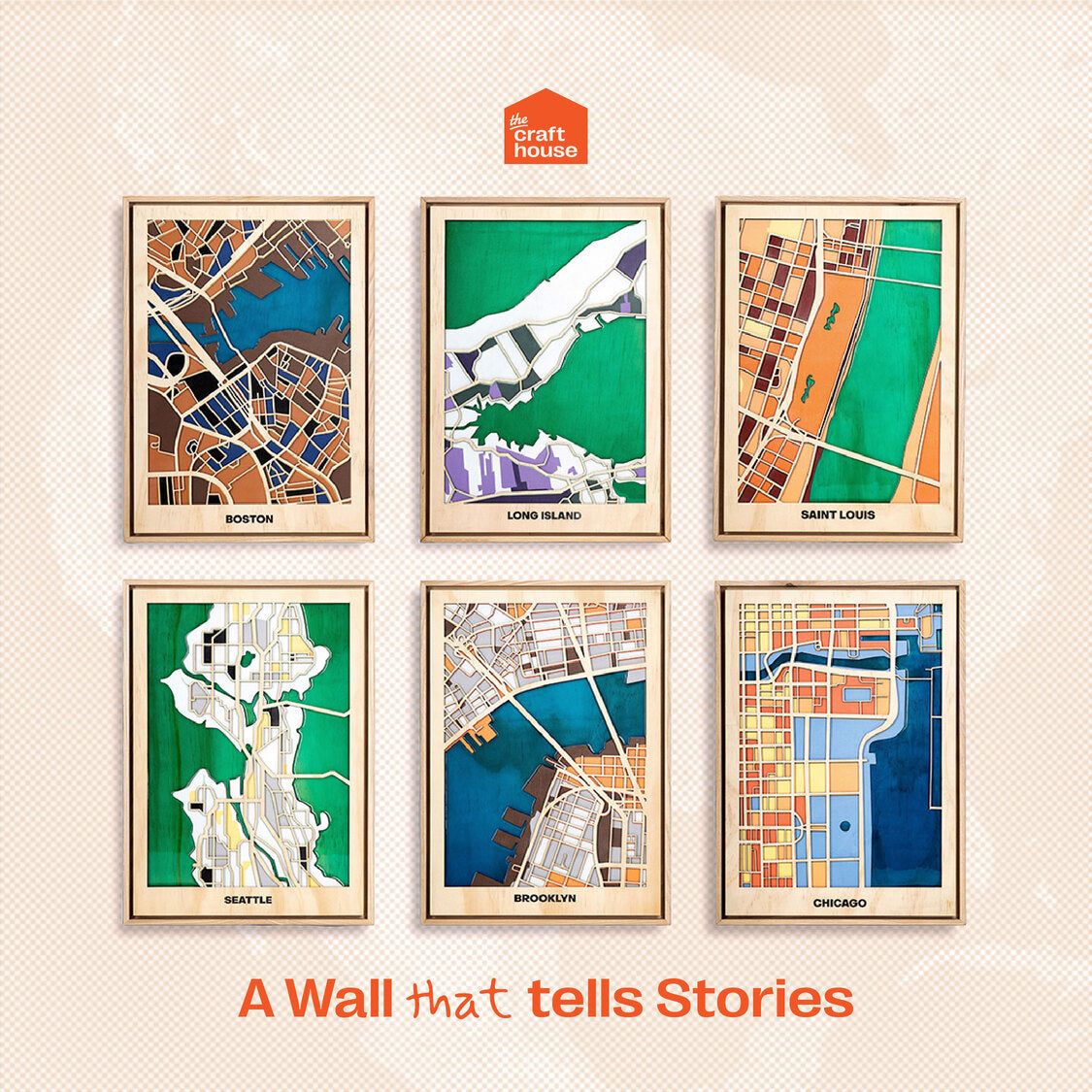 wooden wall art - city maps