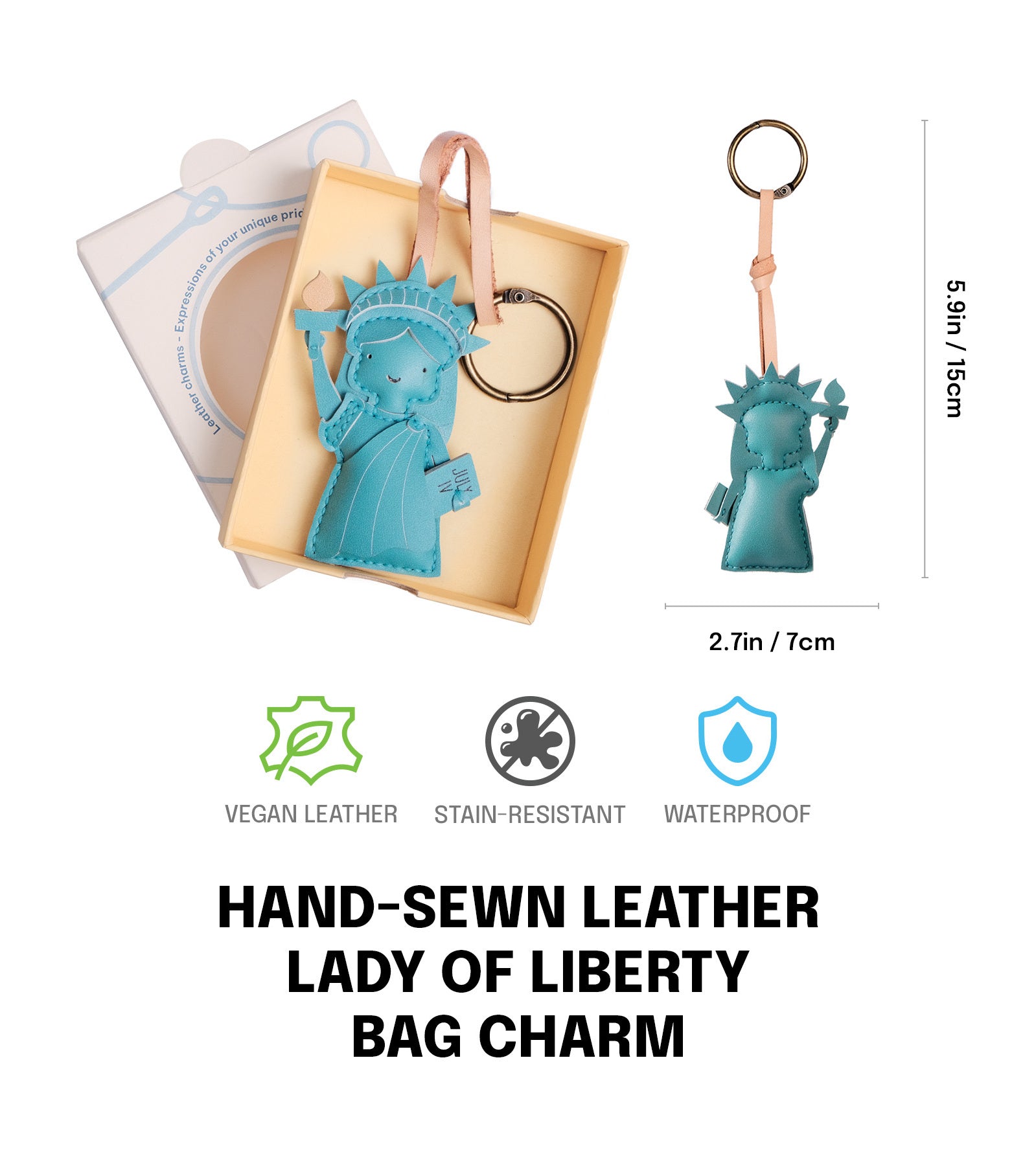 Lady of Liberty Leather Bag Charm