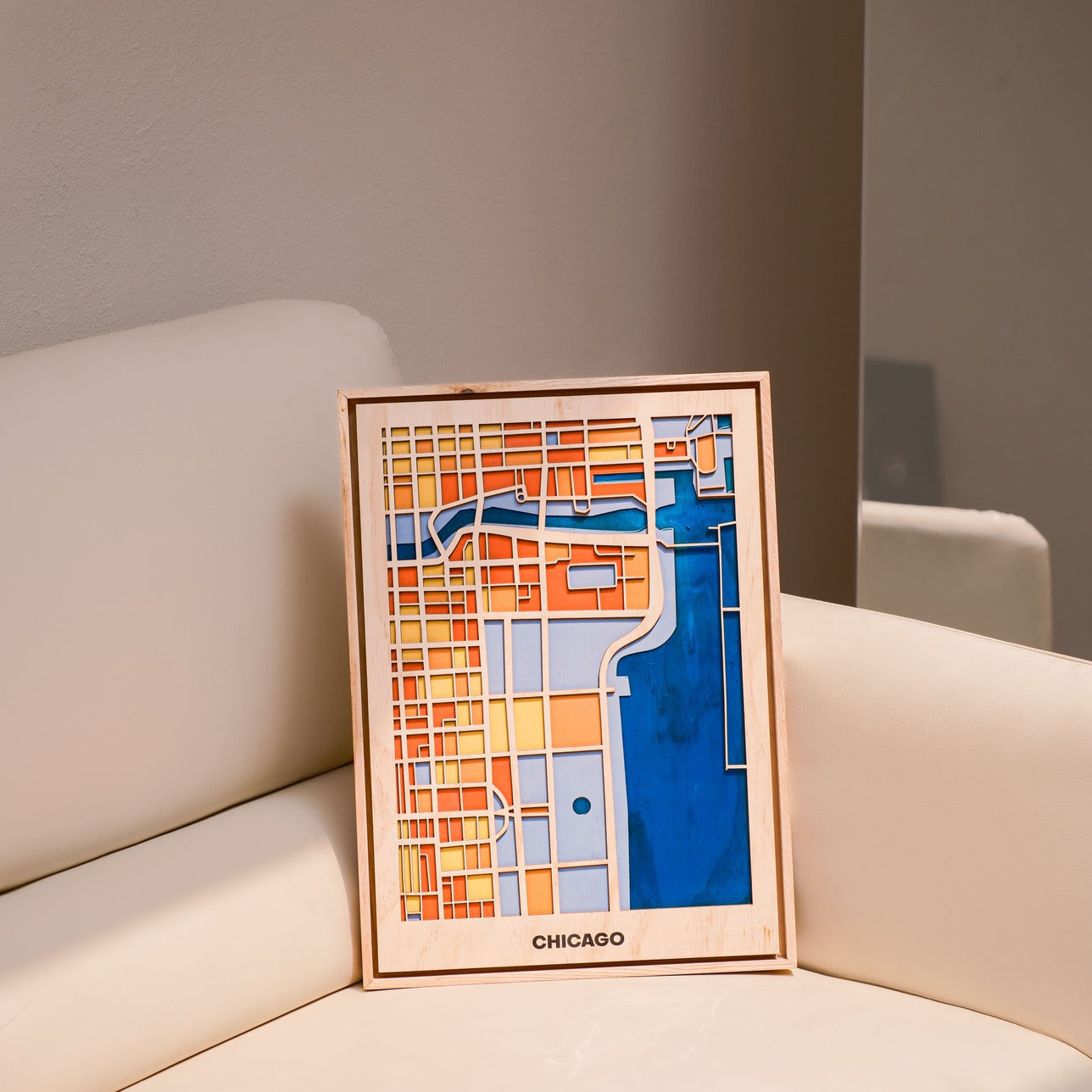 Wooden Wall Art - Chicago City Map