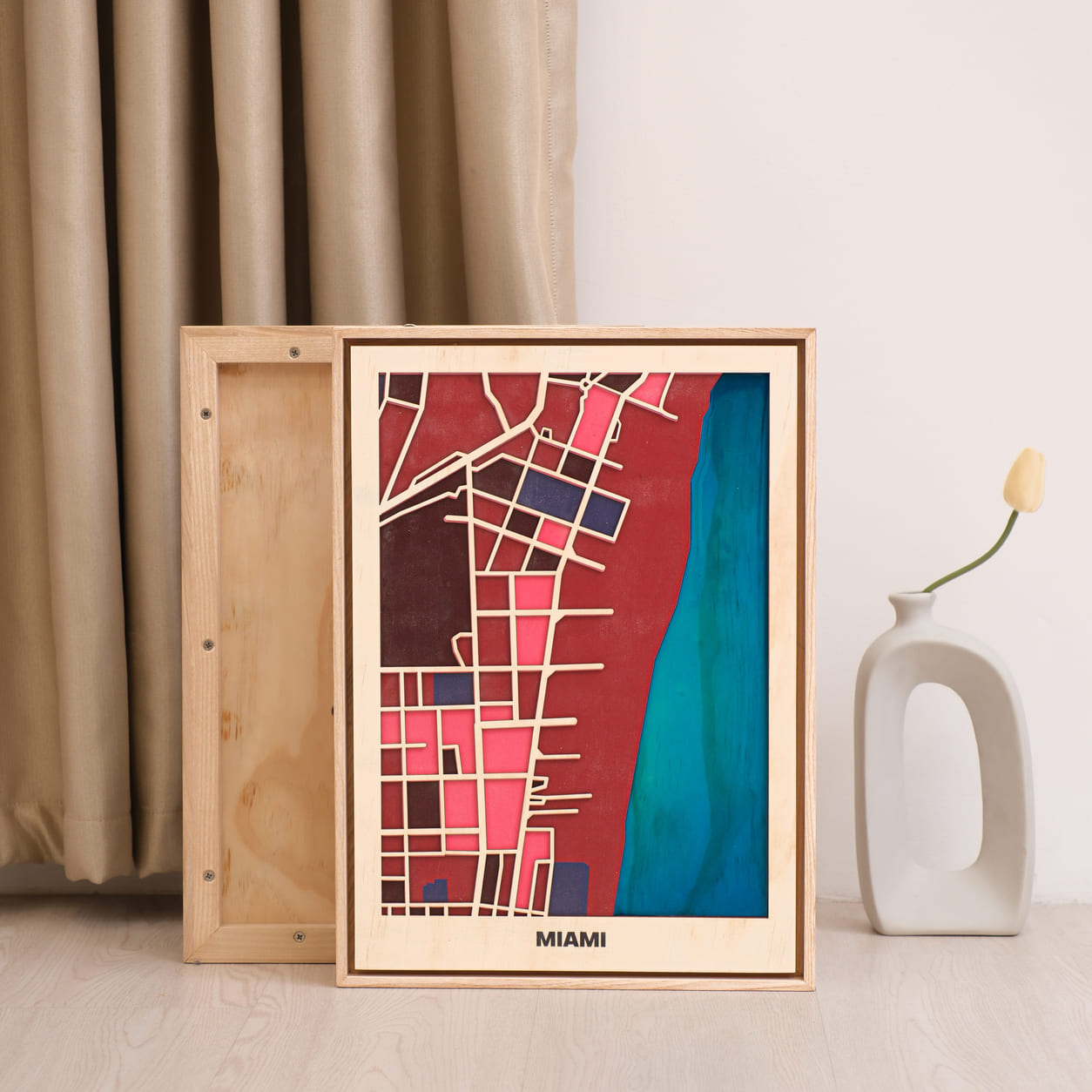 Wooden Wall Art - Miami City Map