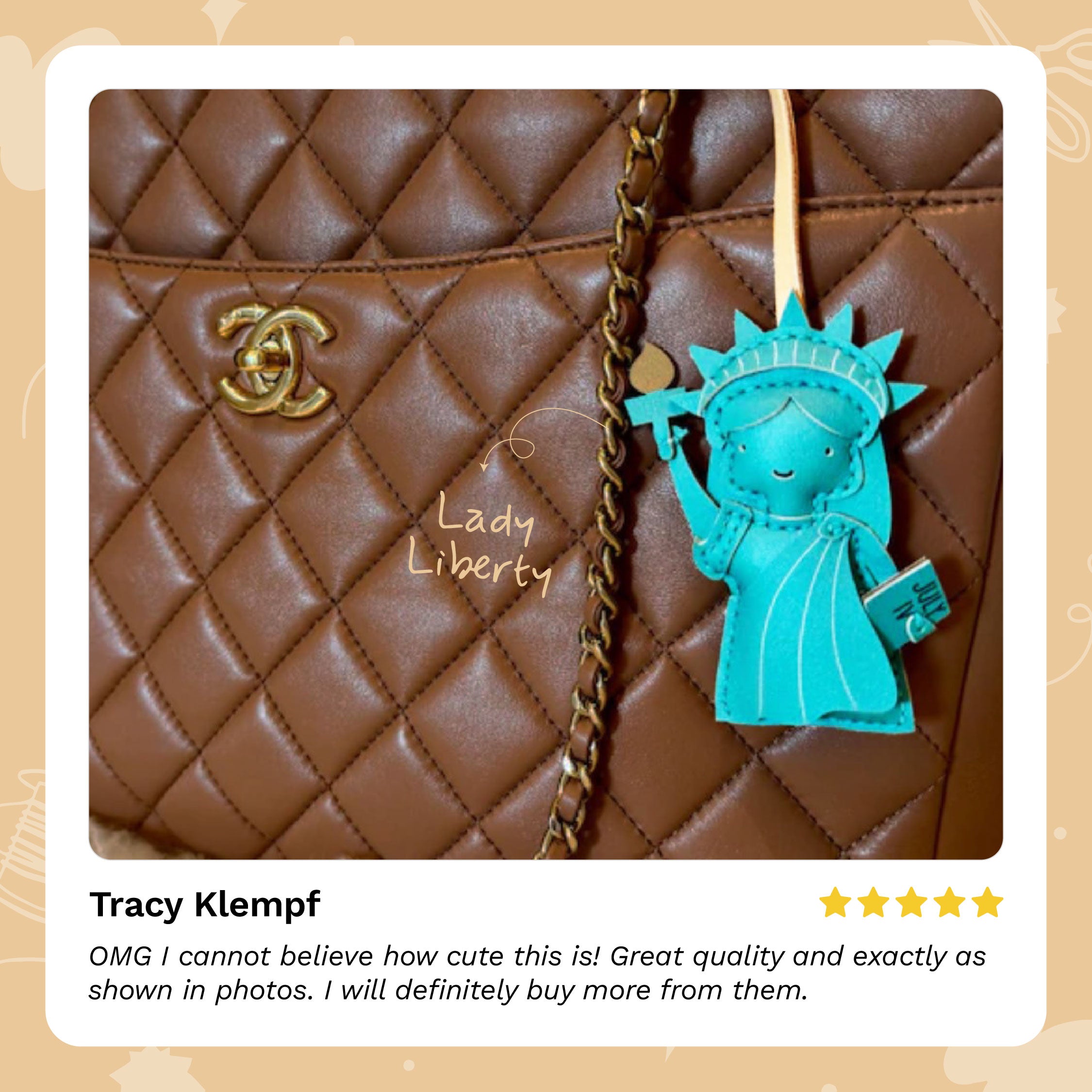 Lady of Liberty Leather Bag Charm
