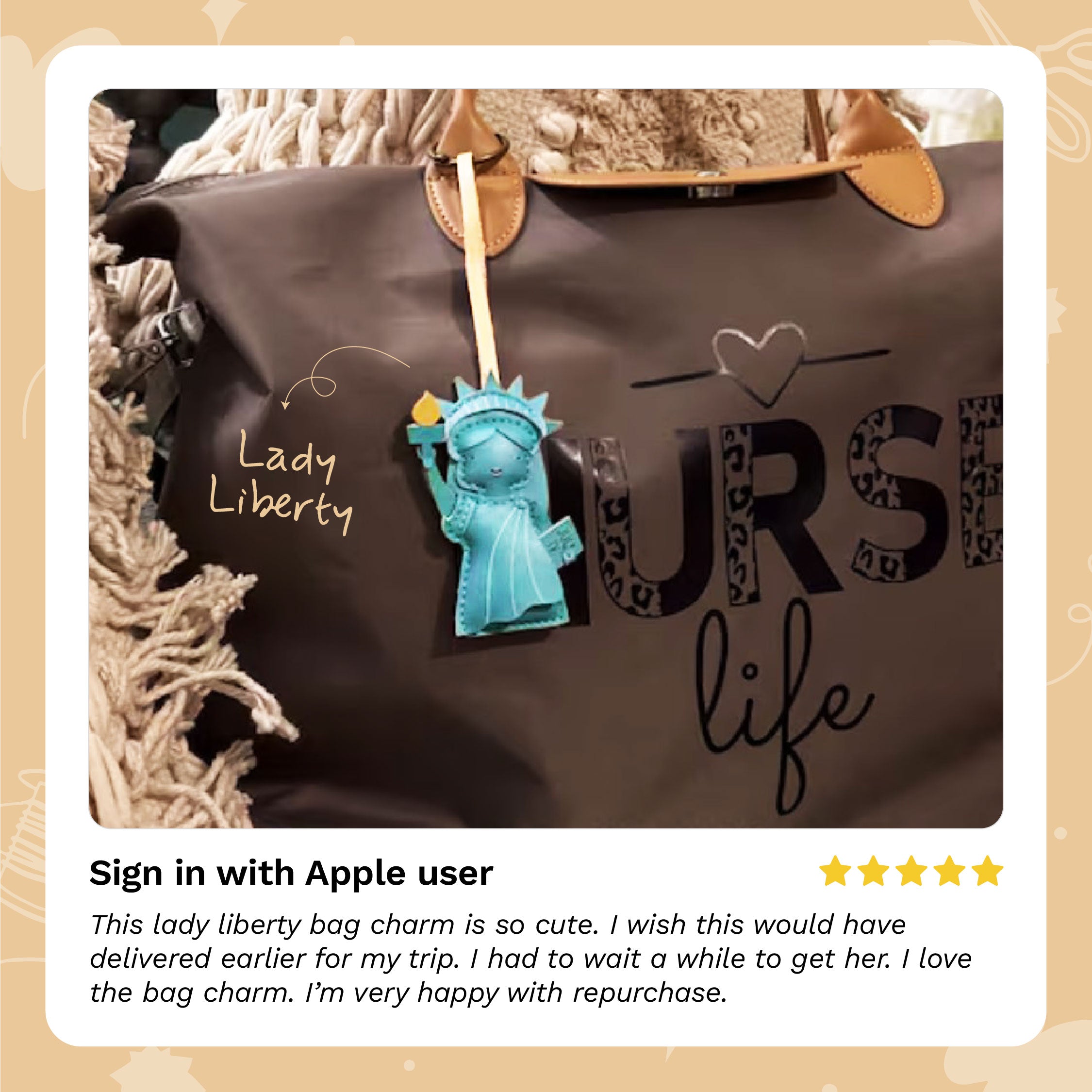 Lady of Liberty Leather Bag Charm