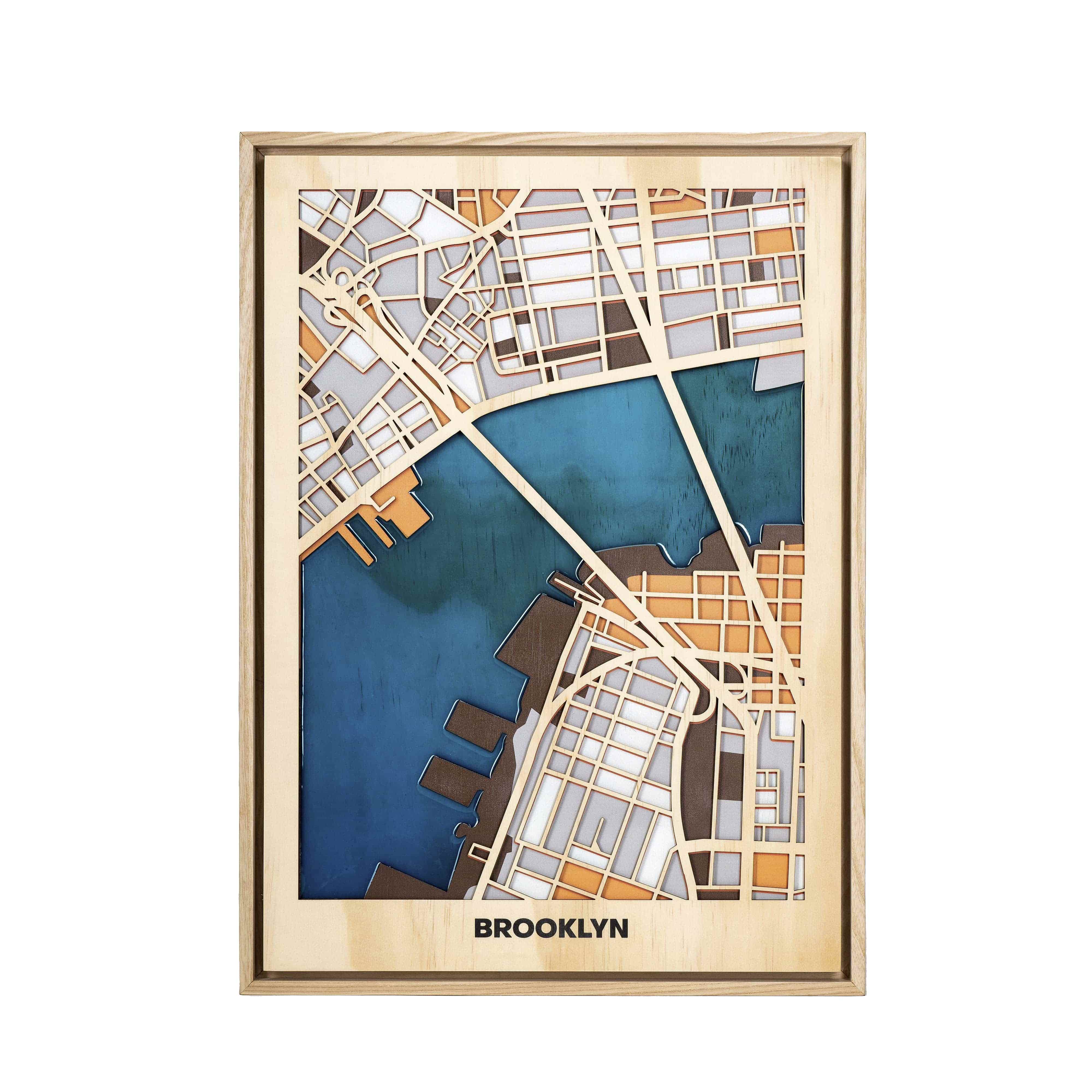 Wooden Wall Art - Brooklyn City Map