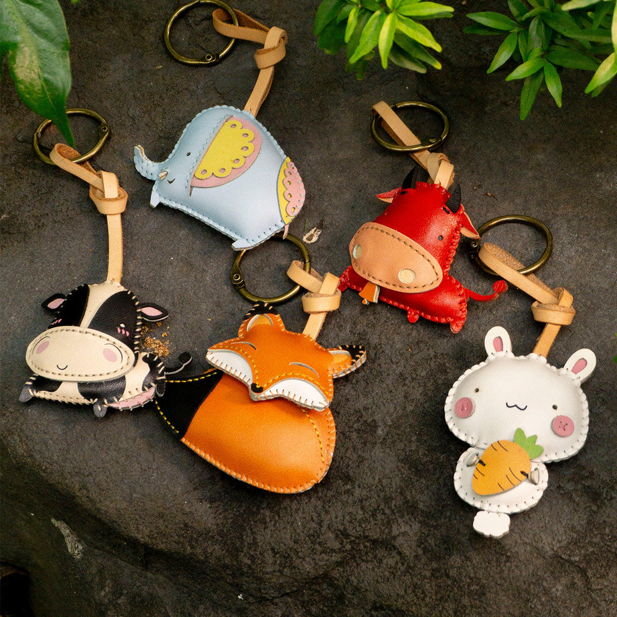 bunny leather bag charms