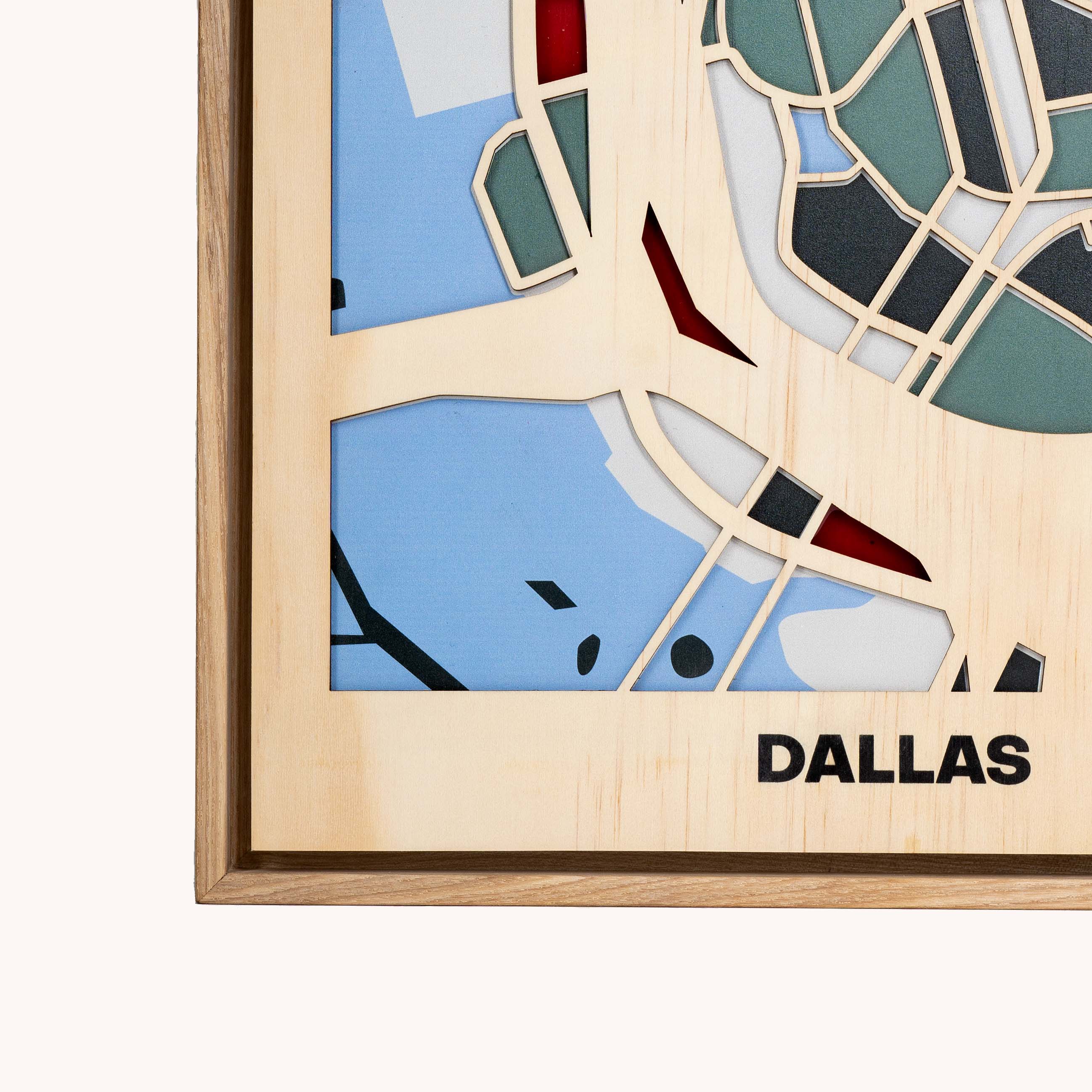 Wooden Wall Art - Dallas City Map