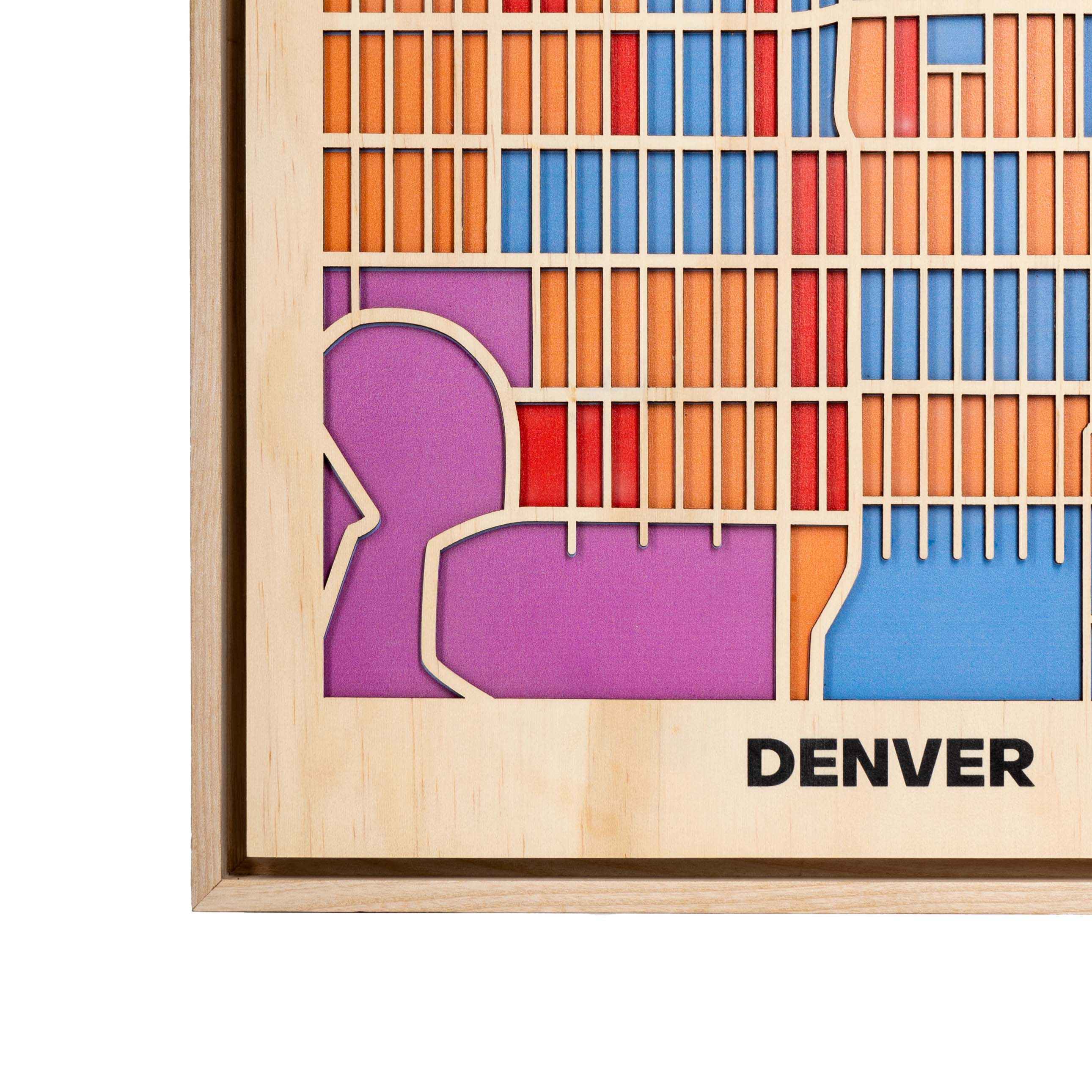 Wooden Wall Art - Denver City Map