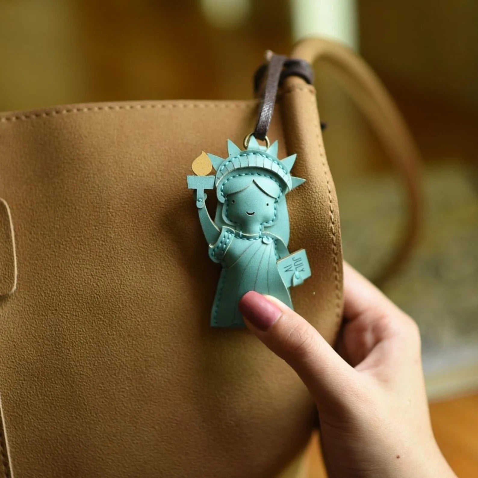 Lady of Liberty Leather Bag Charm