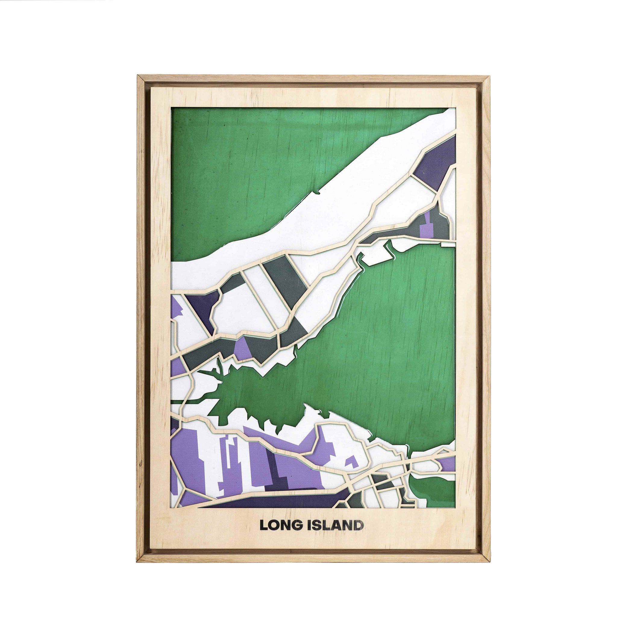 Artisanal Handcrafted Wood Wall Art Long Island City Map