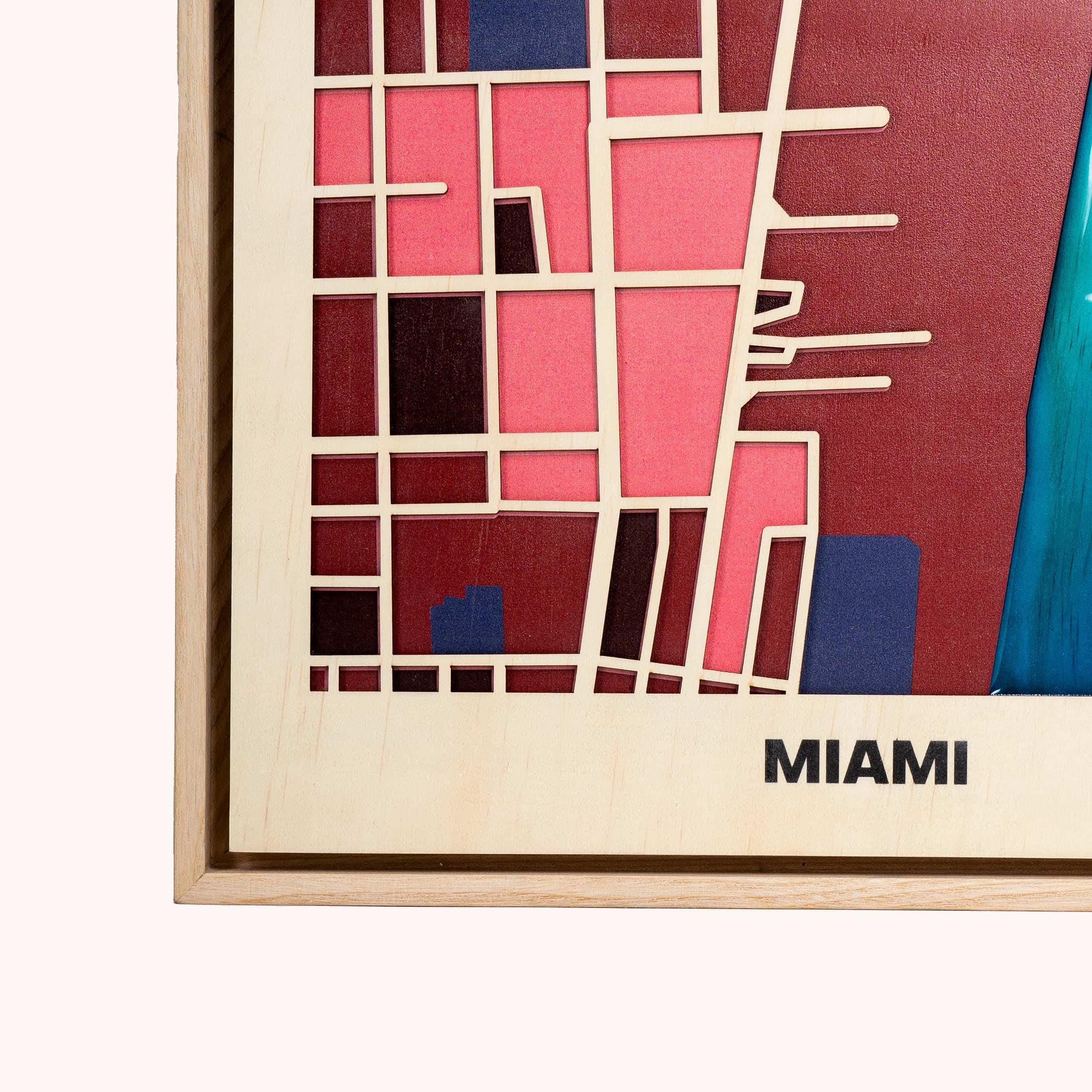 Wooden Wall Art - Miami City Map
