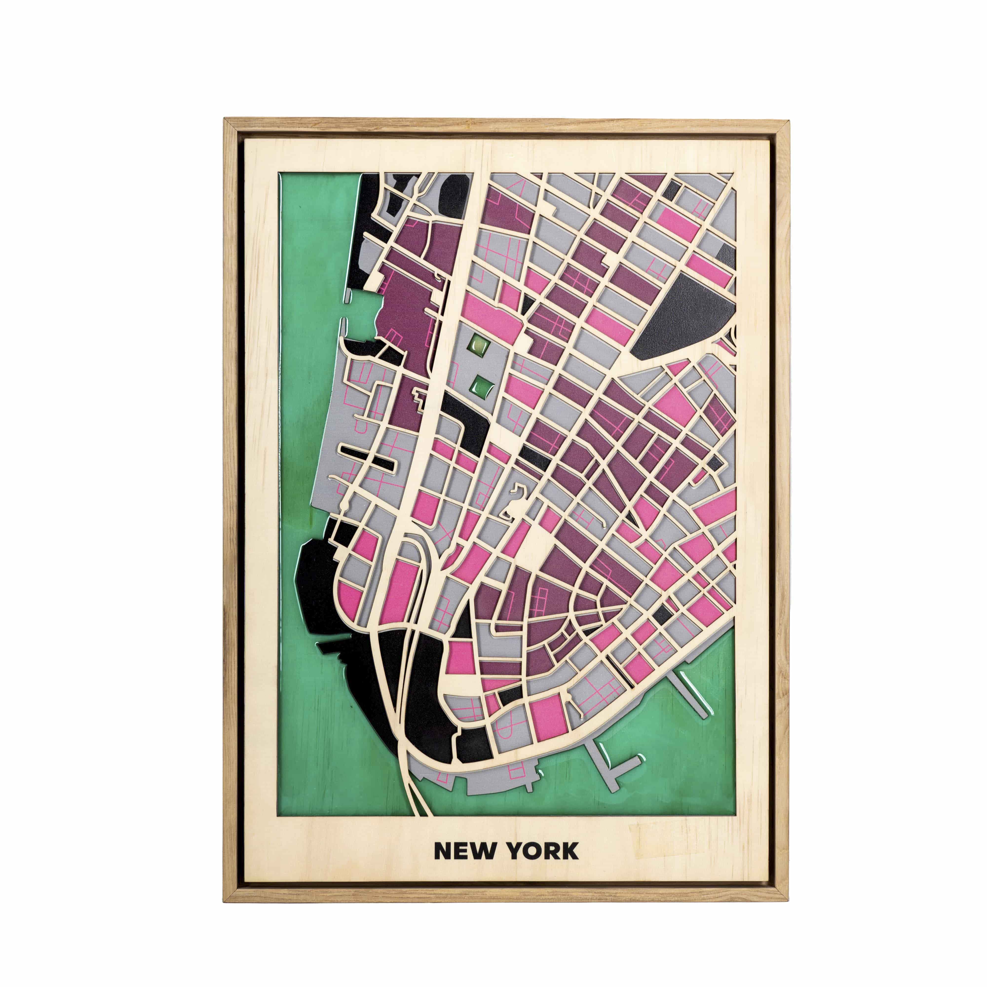 Wooden Wall Art - New York City Map