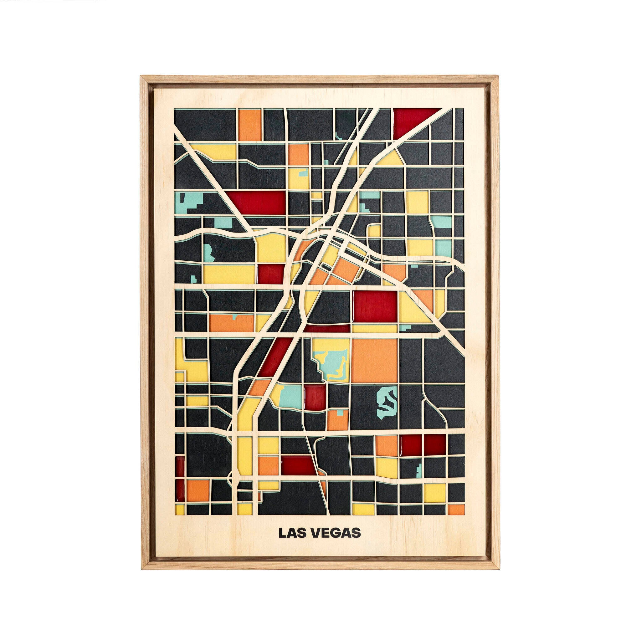 Wooden Wall Art - Las Vegas City Map