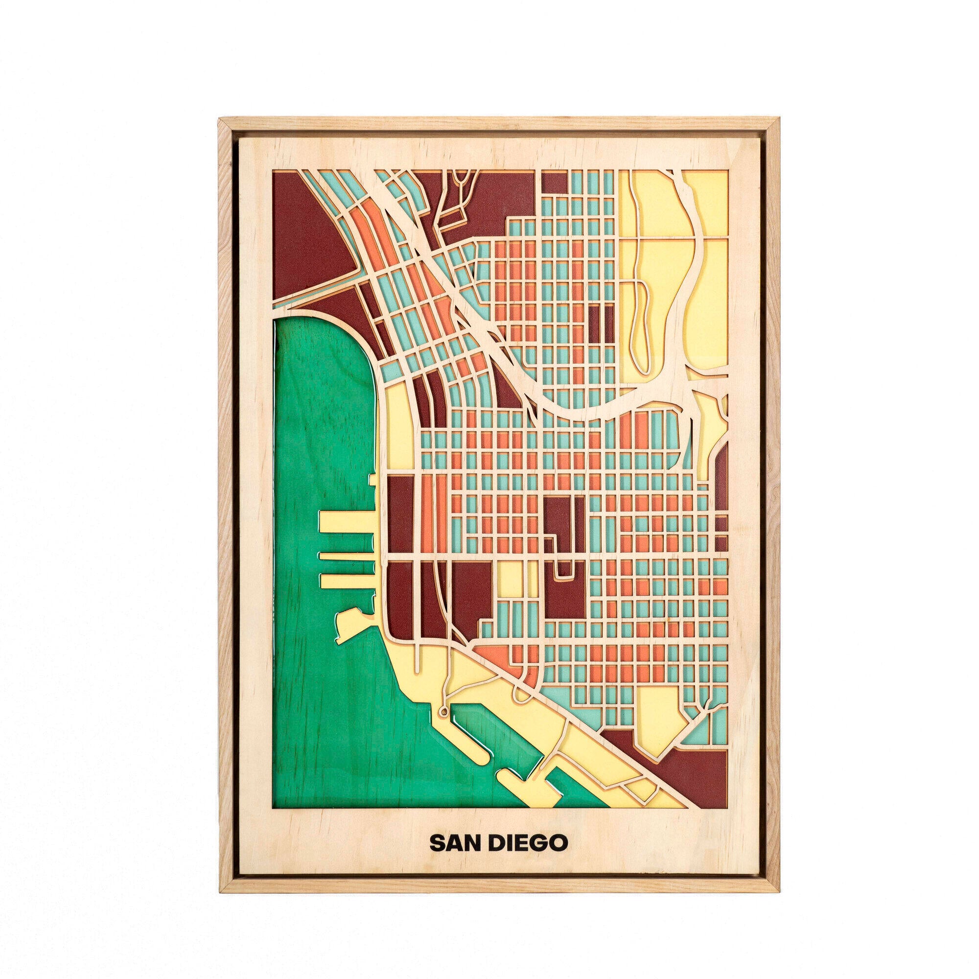 Wooden Wall Art - San Diego City Map