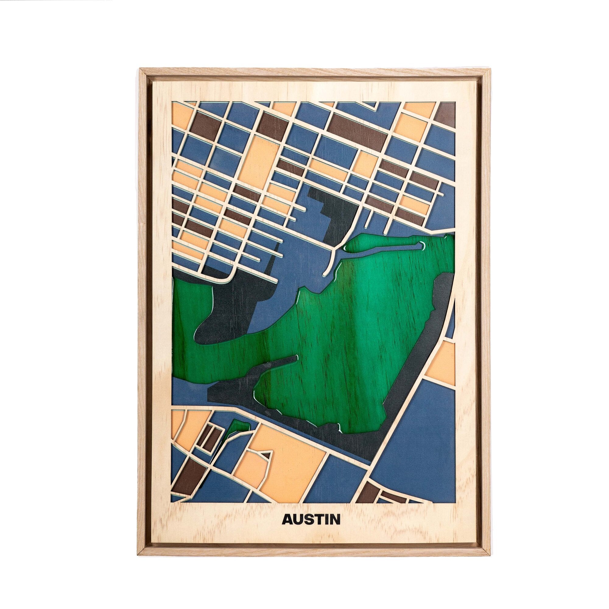Wooden Wall Art - Austin City Map