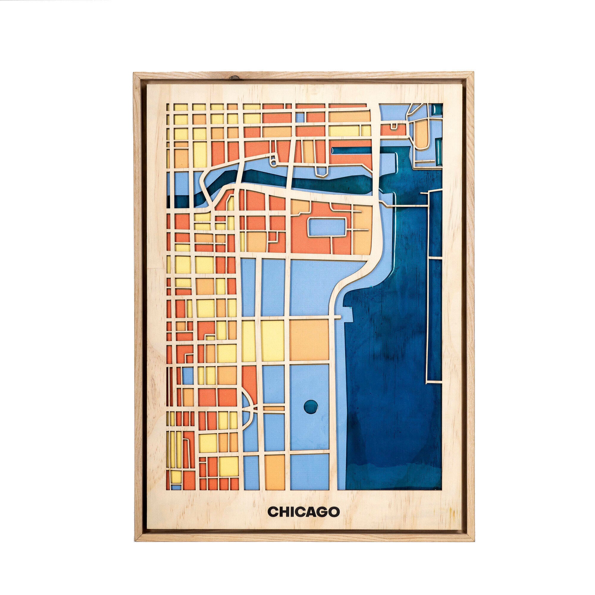 Wooden Wall Art - Chicago City Map