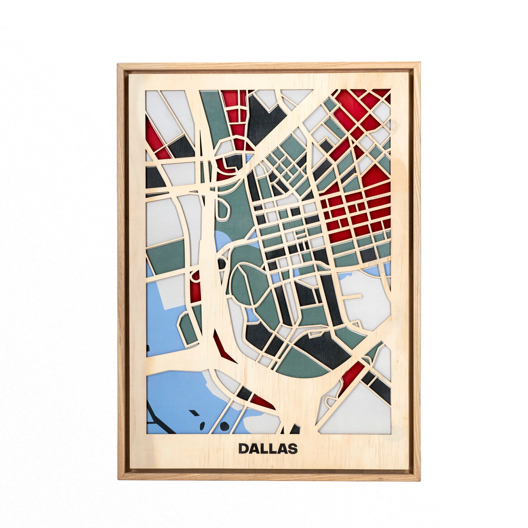 Wooden Wall Art - Dallas City Map