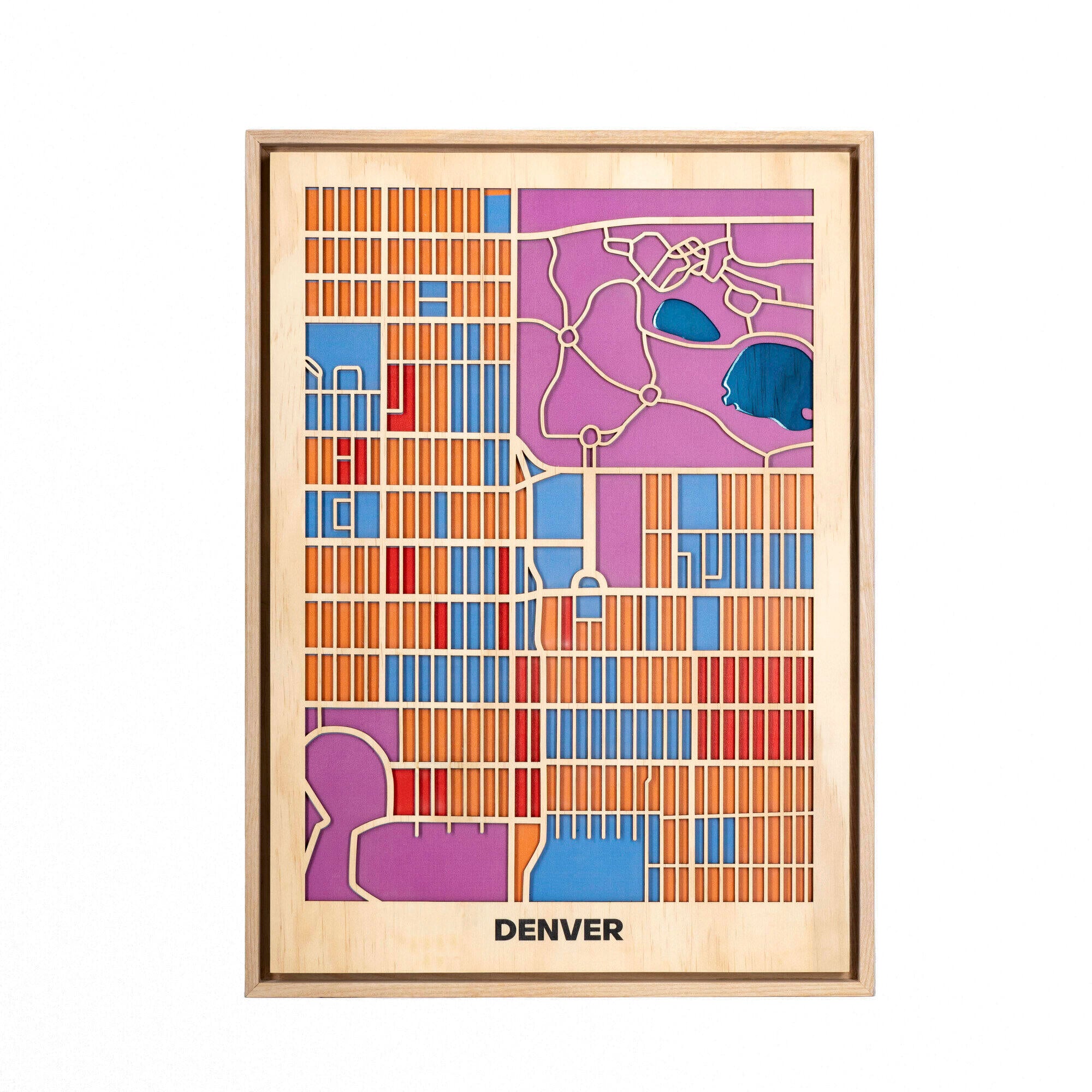 Wooden Wall Art - Denver City Map