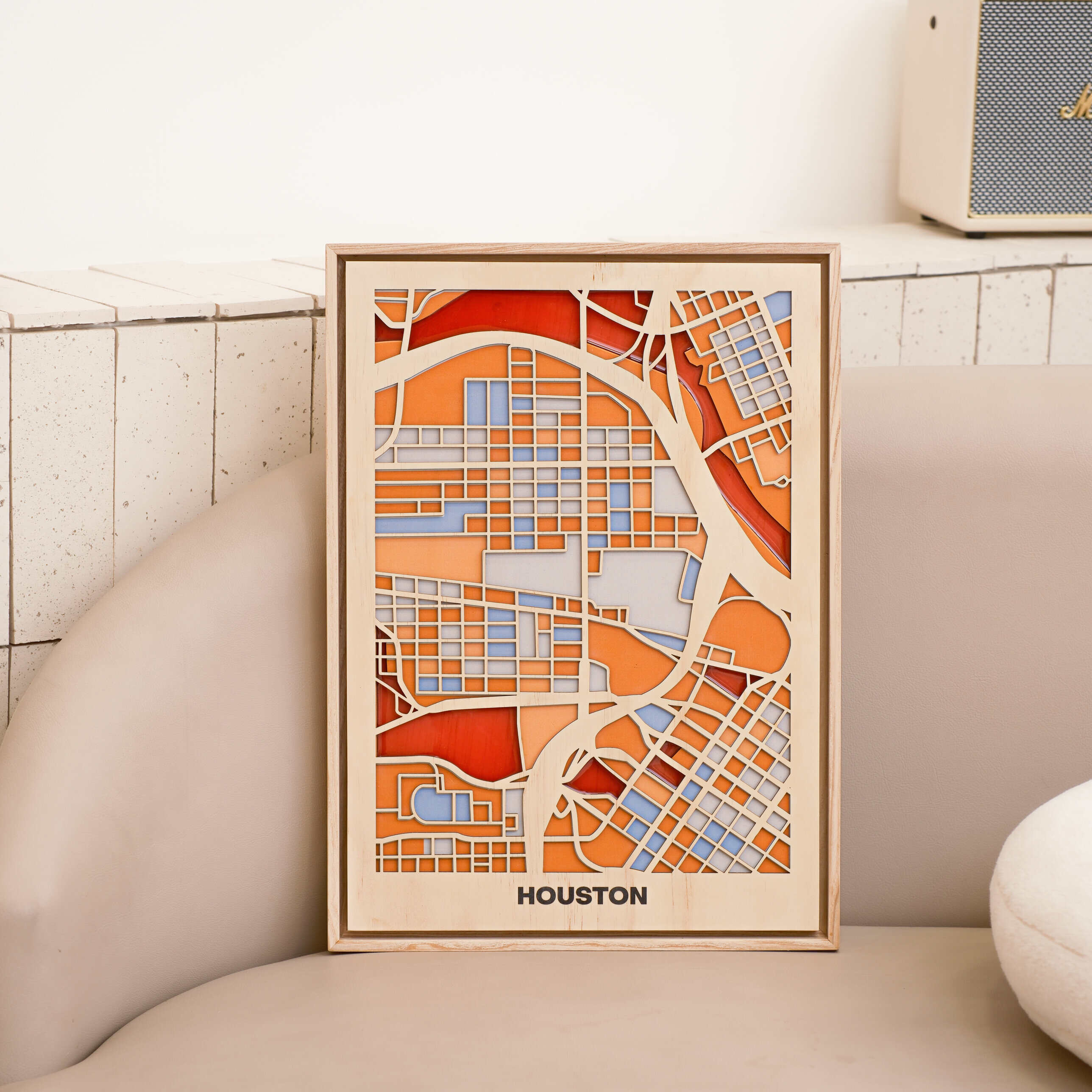 Wooden Wall Art - Houston City Map