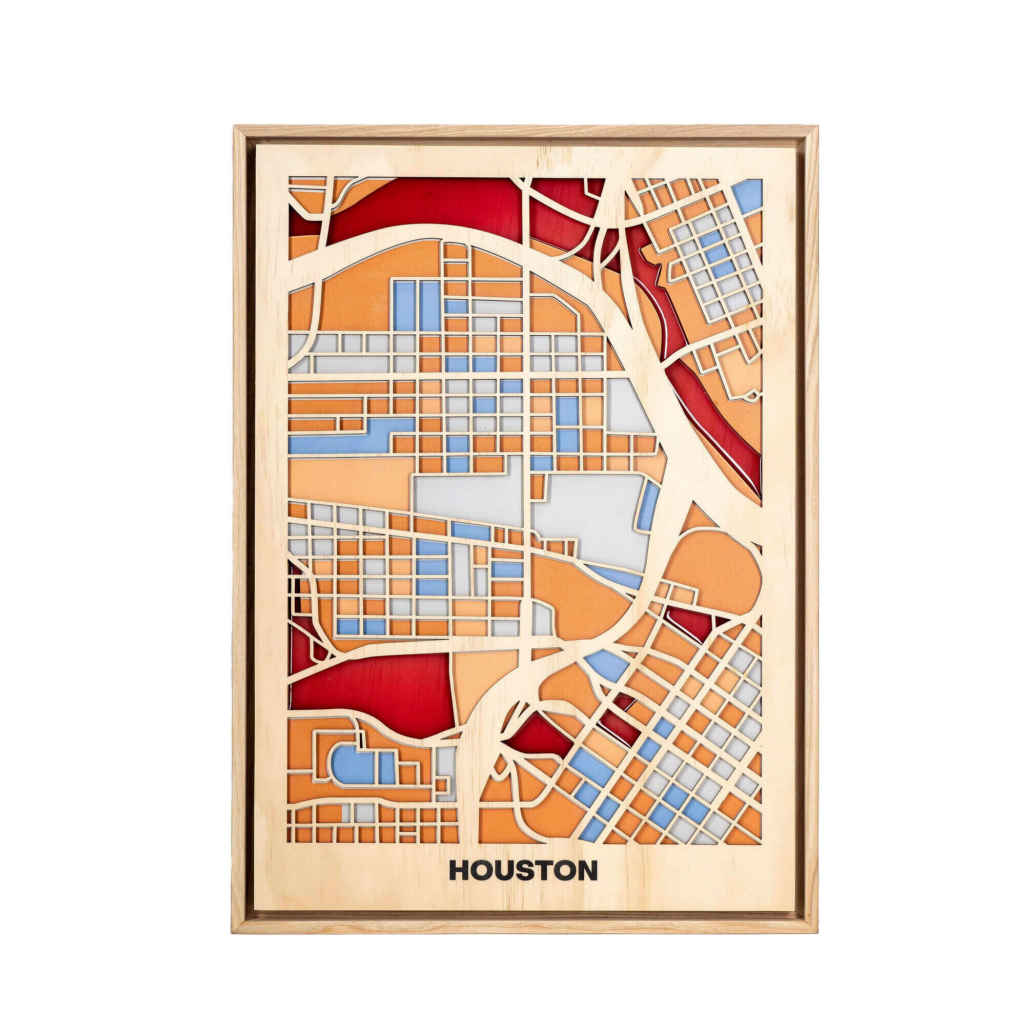 Wooden Wall Art - Houston City Map