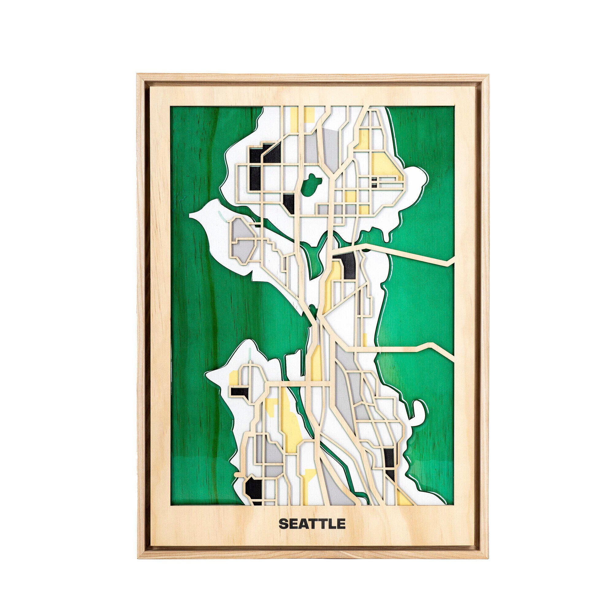 Wooden Wall Art - Seatle City Map