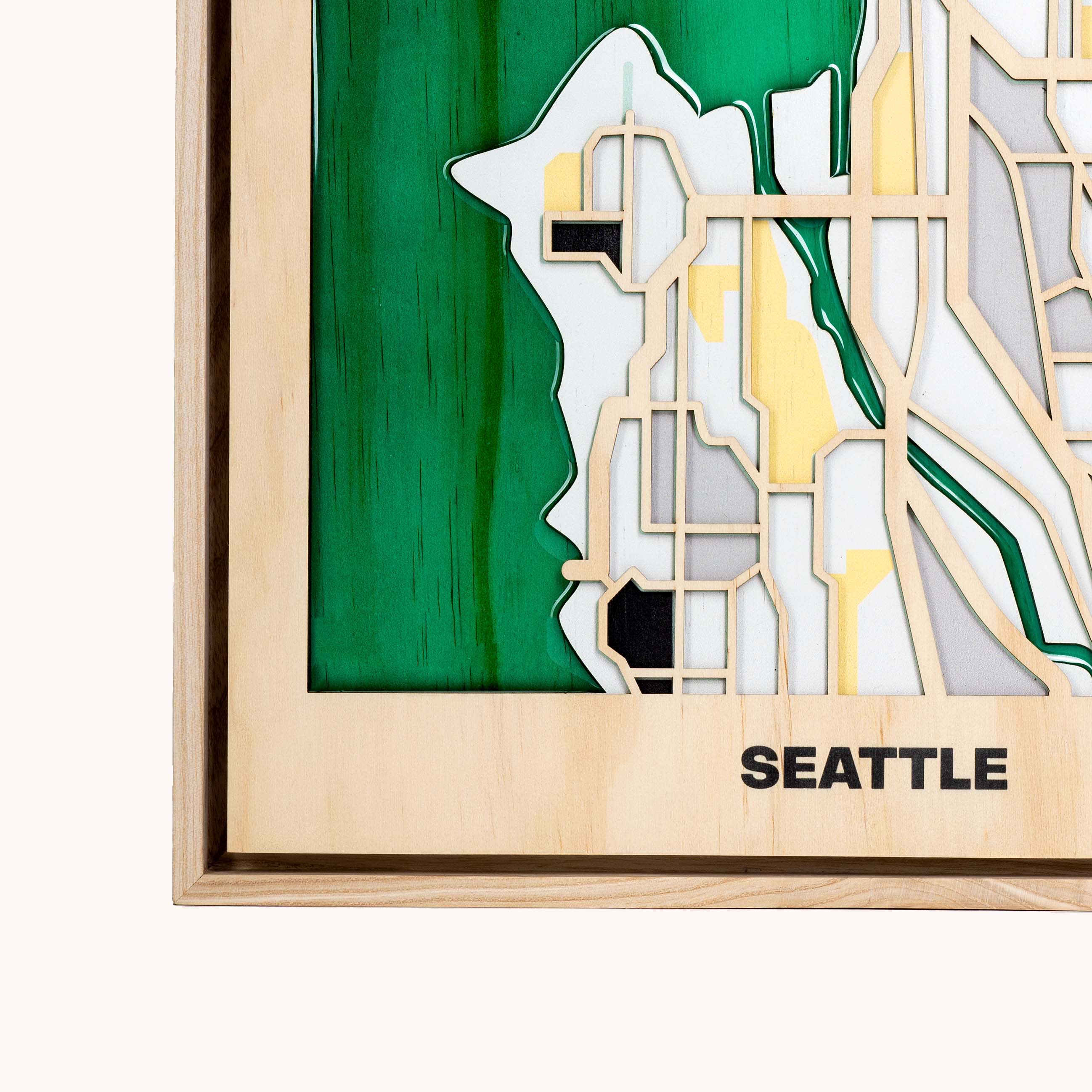 Wooden Wall Art - Seattle City Map