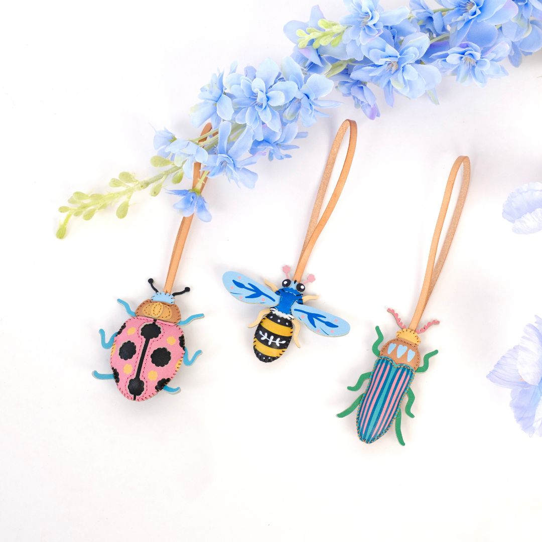 Leather Bag Charm - Insects Collection