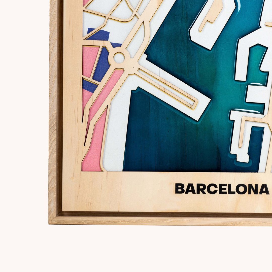 Wooden Wall Art - Barcelona City Map