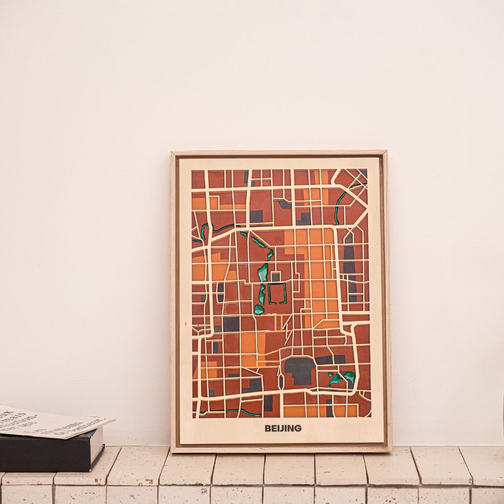 Wooden Wall Art - Beijing City Map