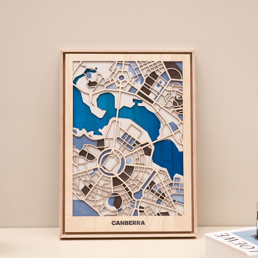 Wooden Wall Art - Canberra City Map