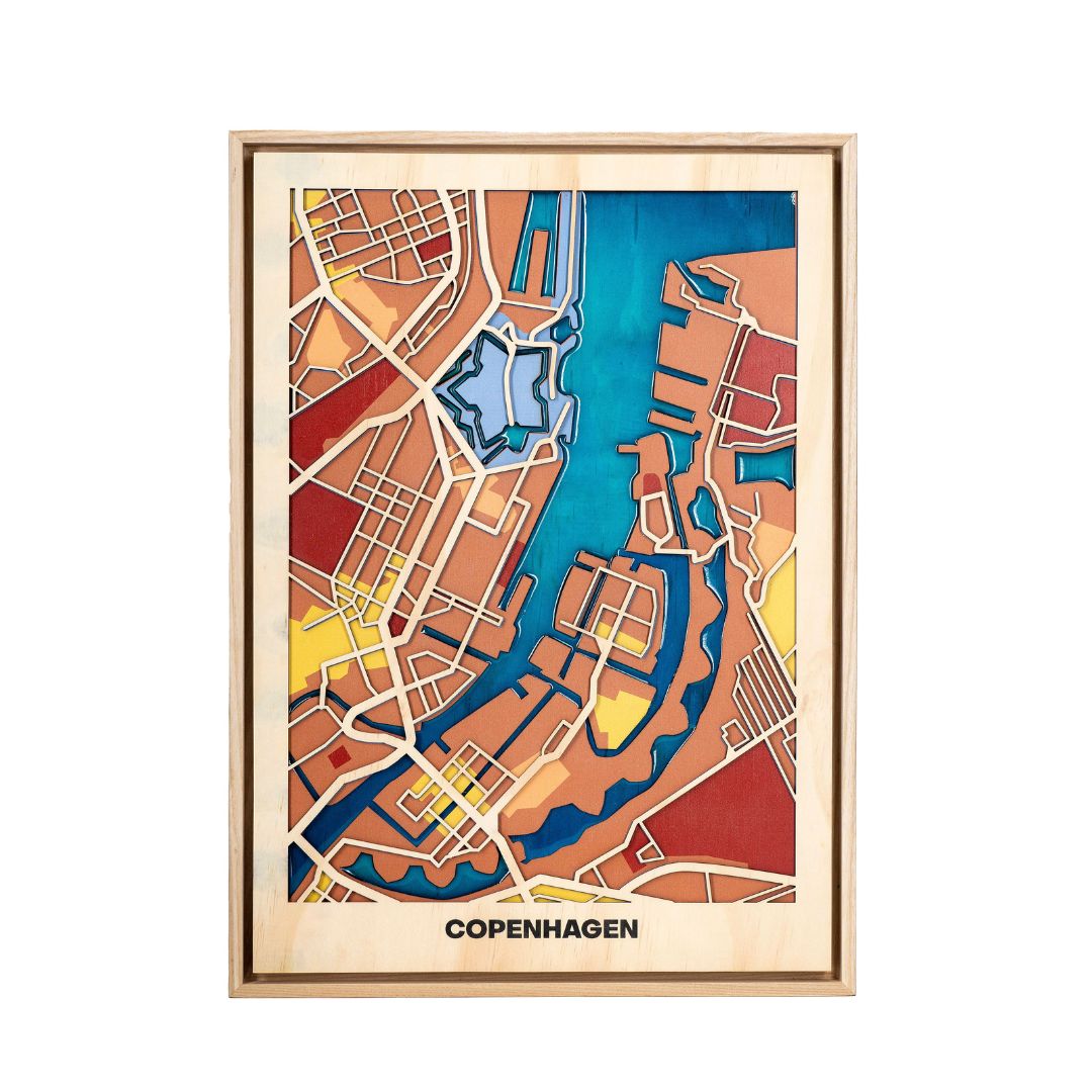 Wooden Wall Art - Copenhagen City Map