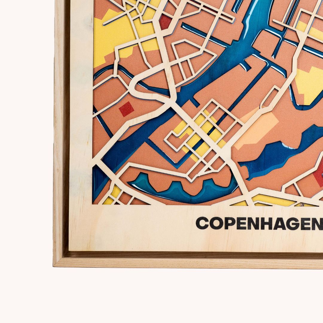 Wooden Wall Art - Copenhagen City Map