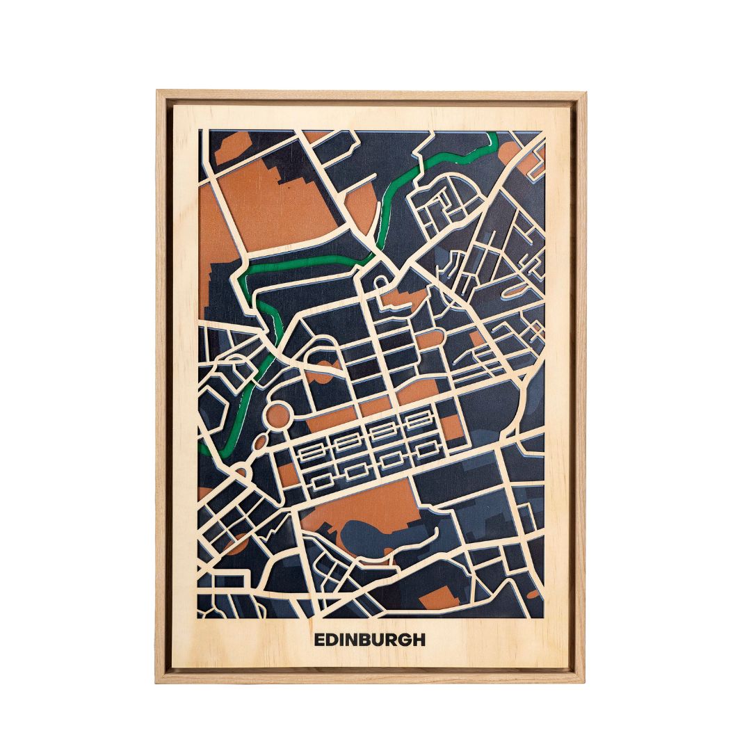 Wooden Wall Art - Edinburg City Map