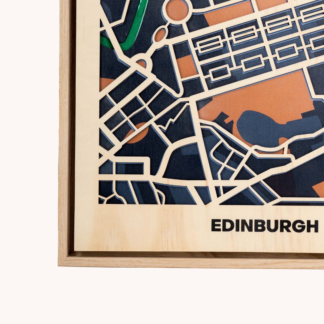 Wooden Wall Art - Edinburg City Map