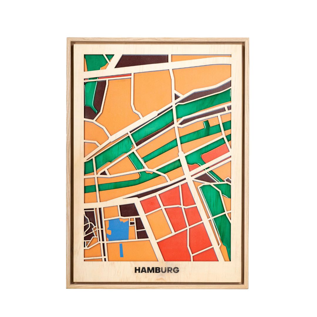 Wooden Wall Art - Hamburg City Map