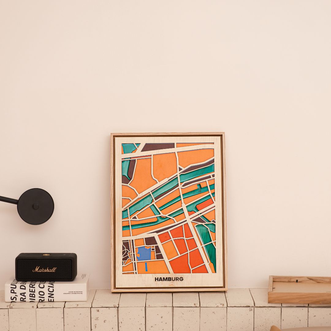 Wooden Wall Art - Hamburg City Map