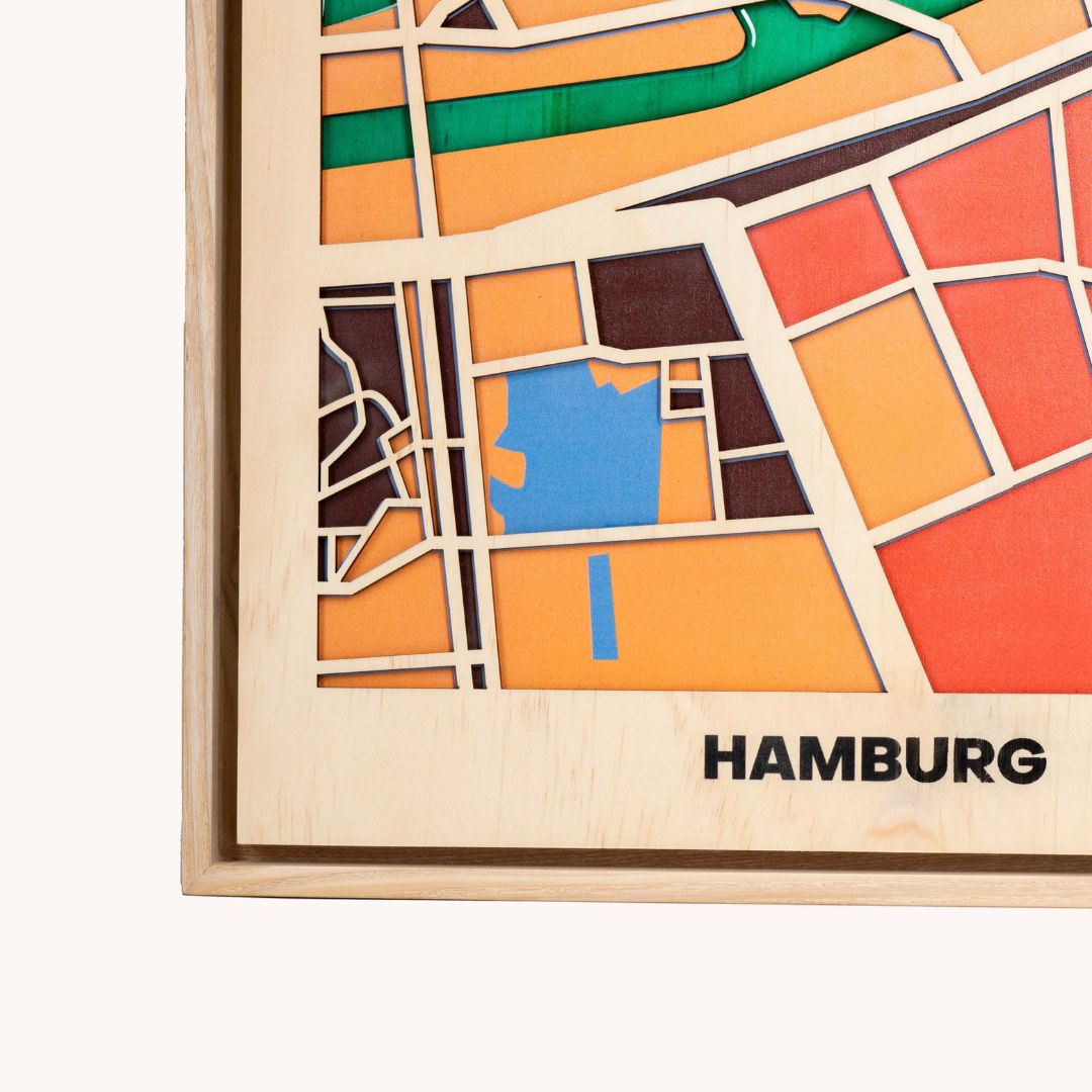 Wooden Wall Art - Hamburg City Map