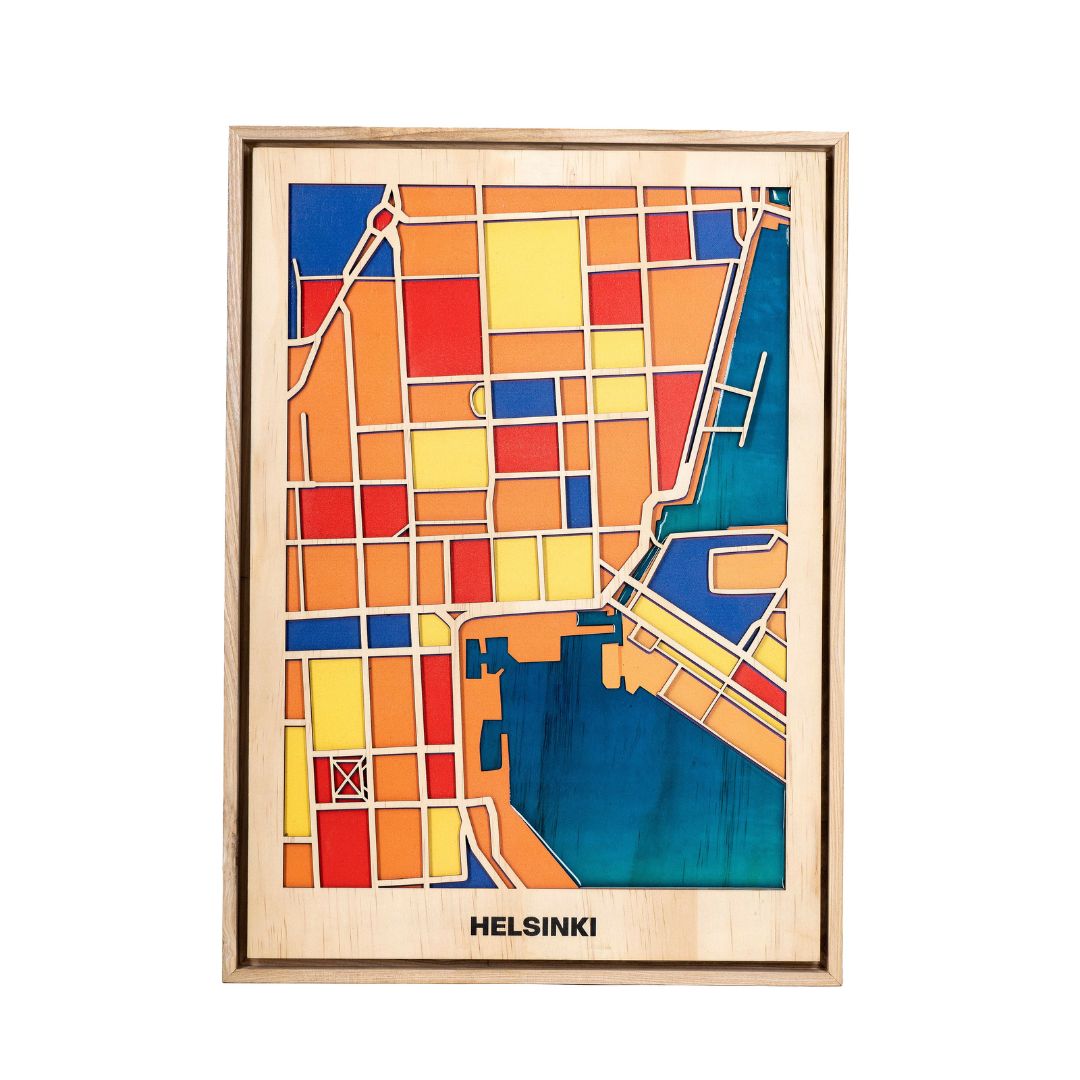 Wooden Wall Art - Helsinki City Map