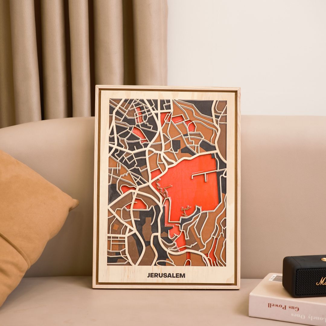 Wooden Wall Art - Jerusalem City Map