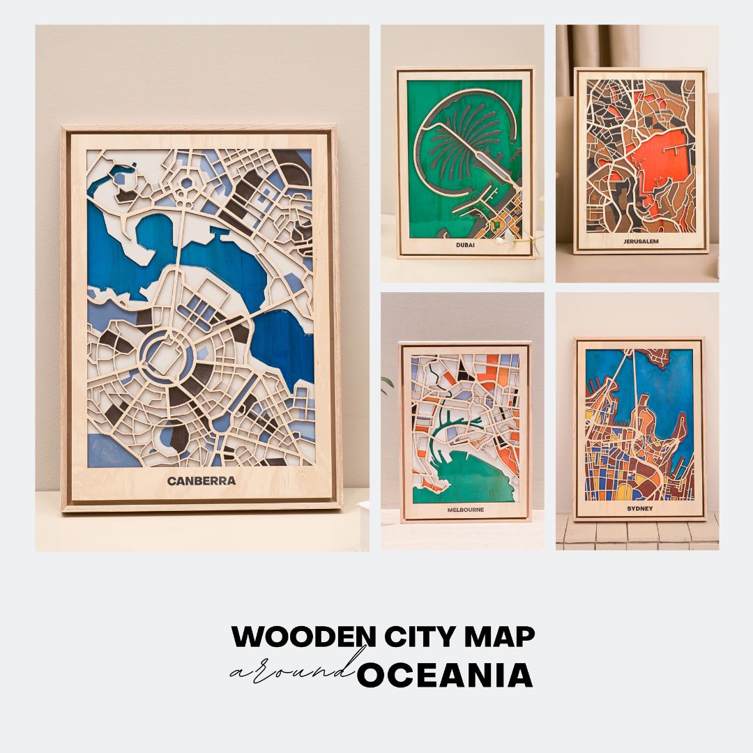 Wooden City Maps of Oceania Cities