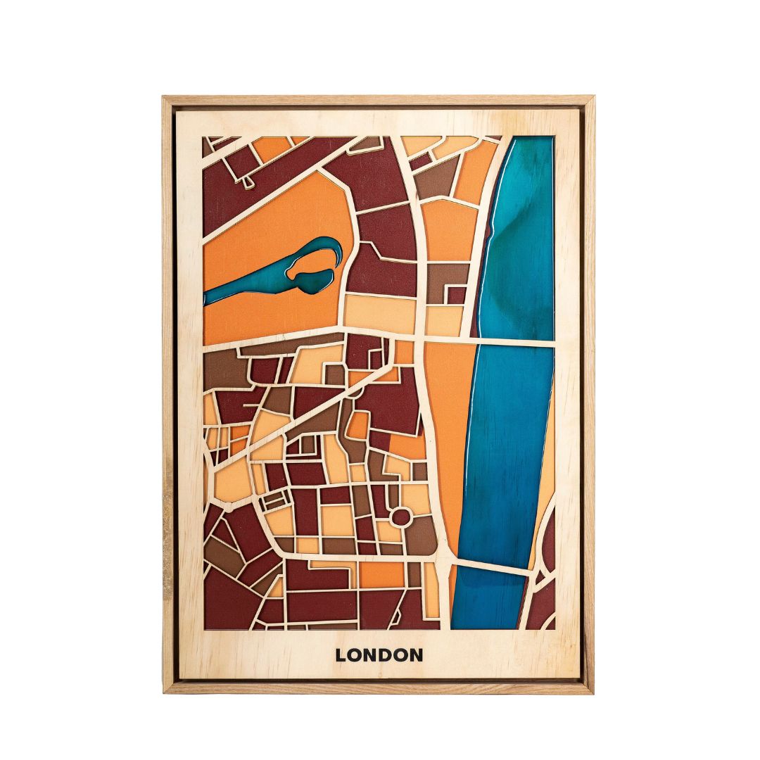 Wooden Wall Art - London City Map