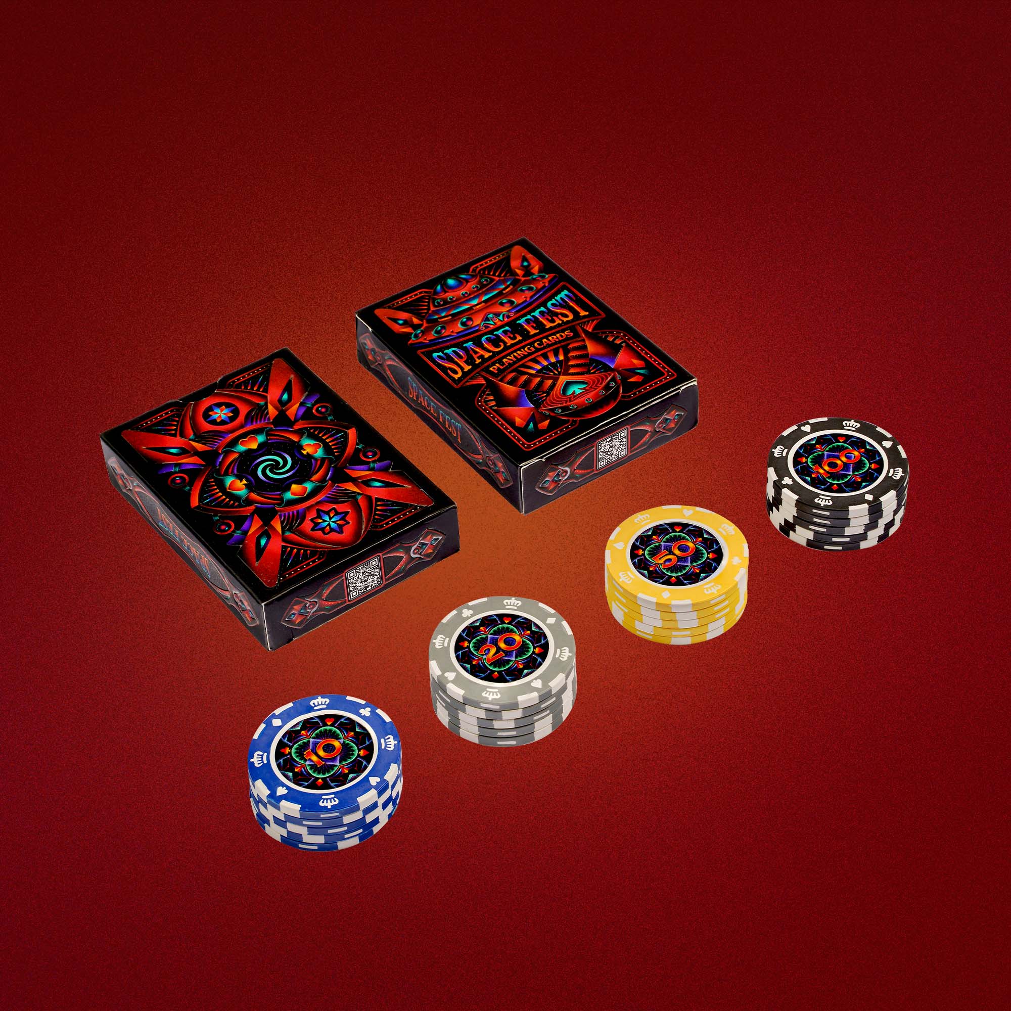 Spacefest Poker - Wooden Poker Set