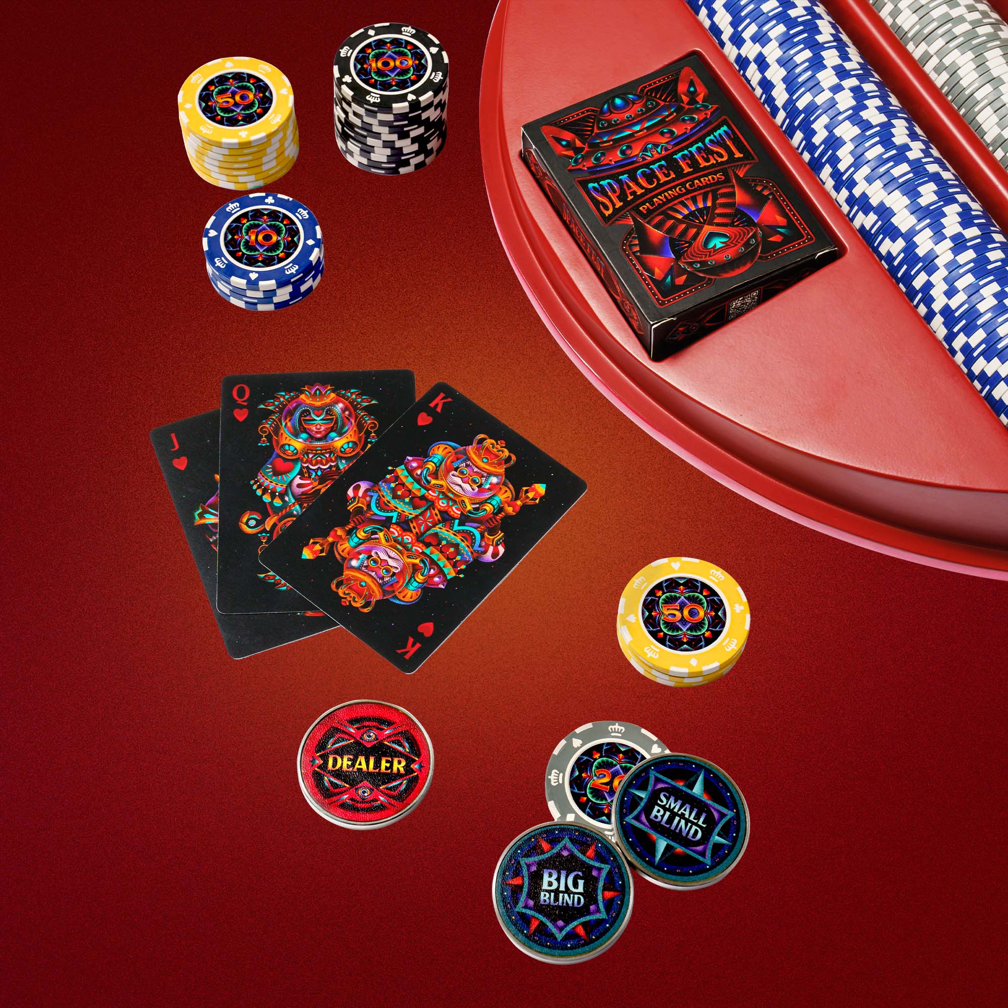 Spacefest Poker - Wooden Poker Set