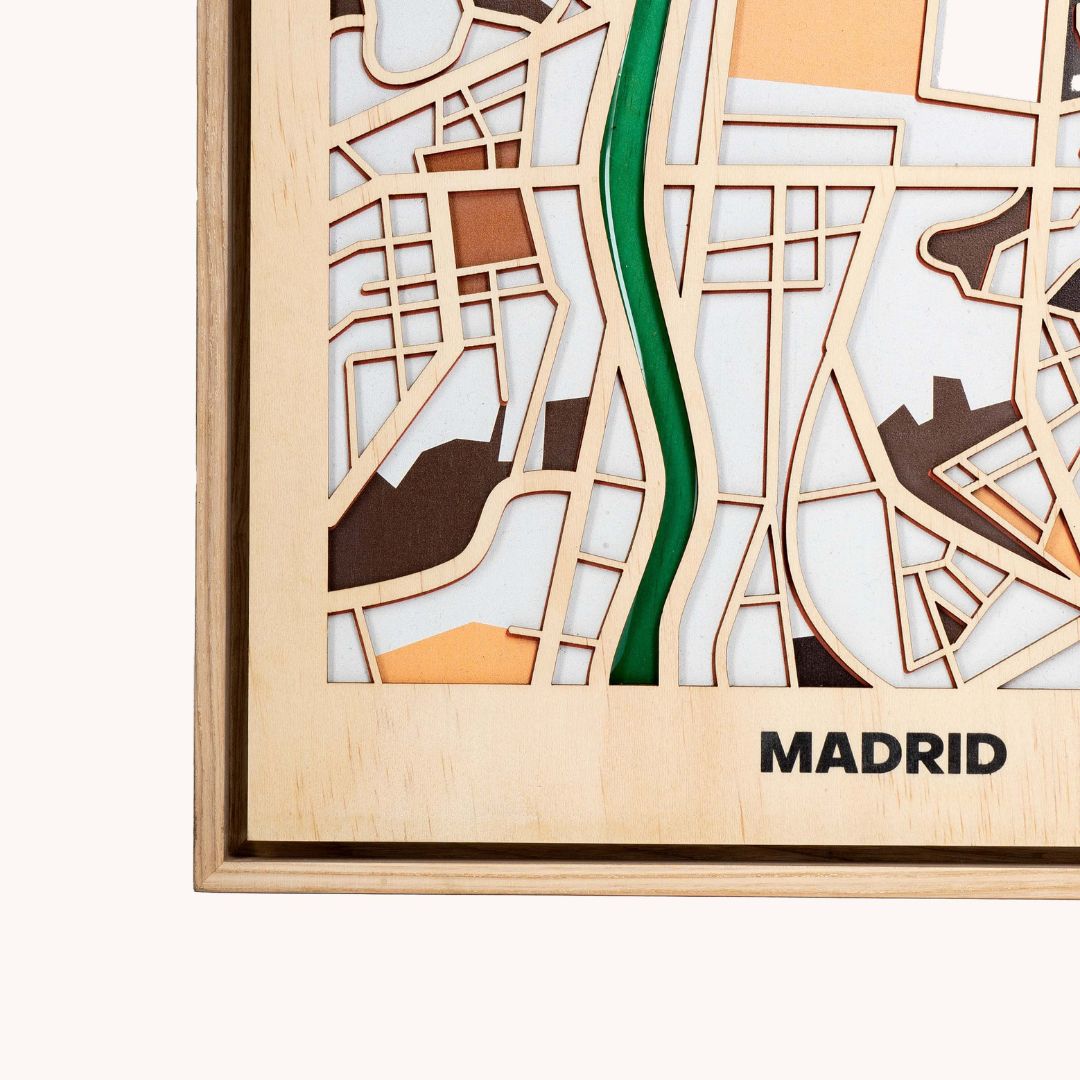 Wooden Wall Art - Madrid City Map