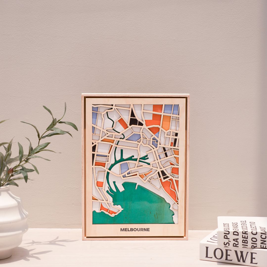 Wooden Wall Art - Melbourne City Map