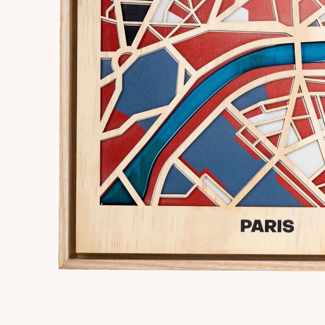 Wooden Wall Art - Paris City Map