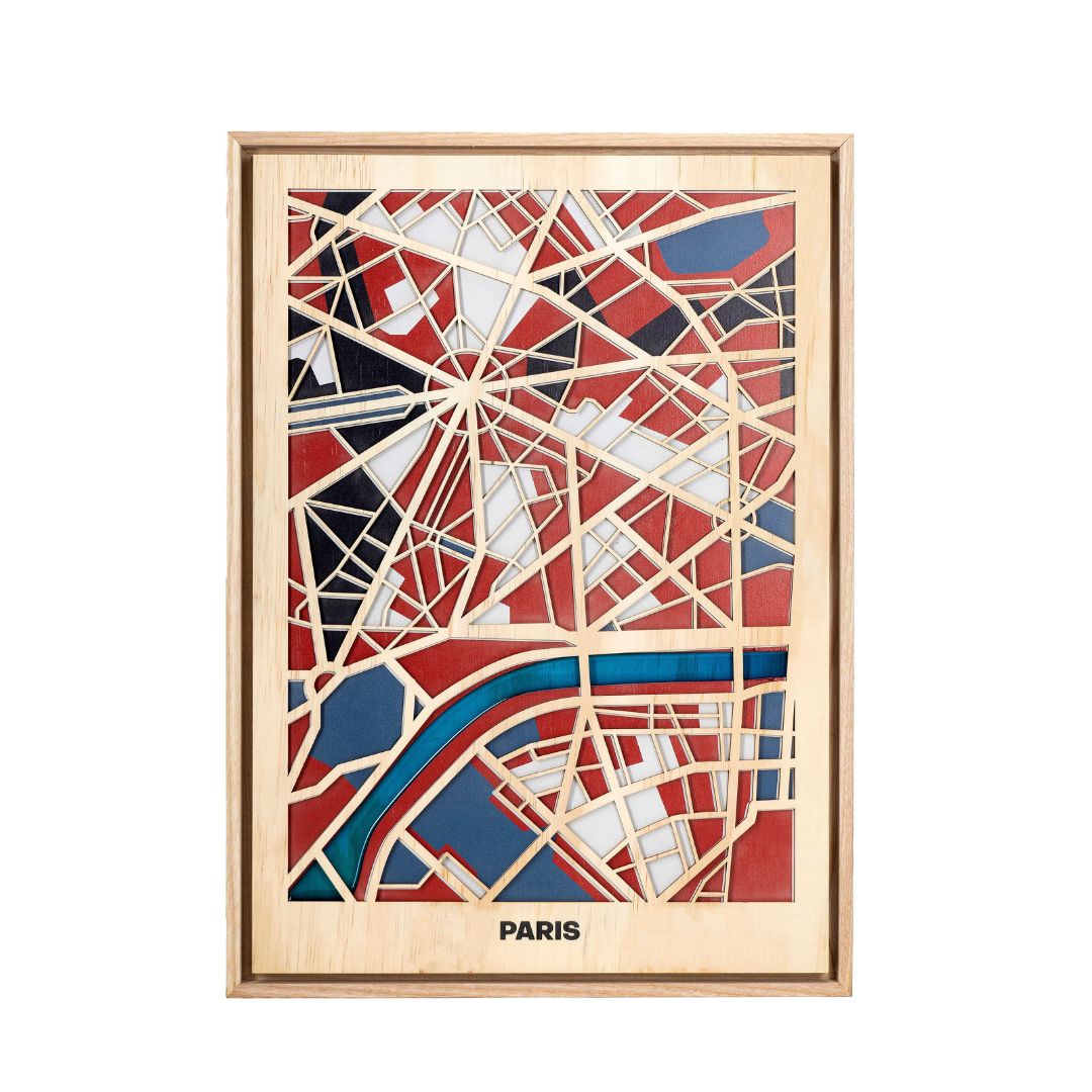 Wooden Wall Art - Paris City Map