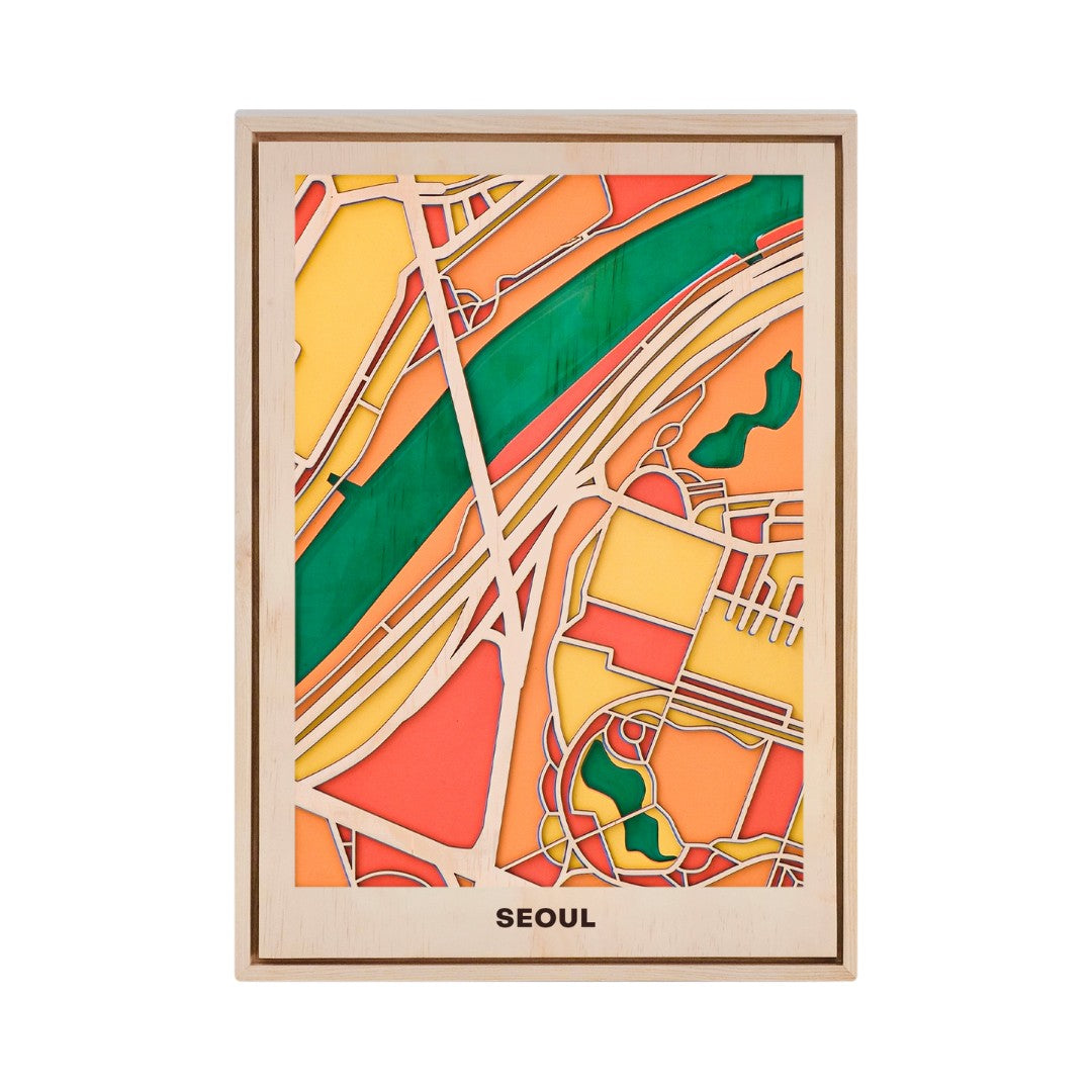 Wooden Wall Art - Seoul City Map