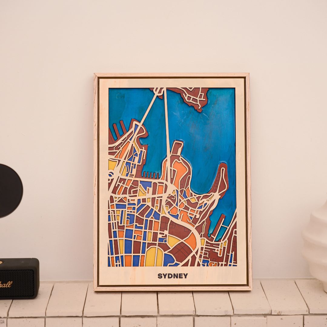 Wooden Wall Art - Sydney City Map