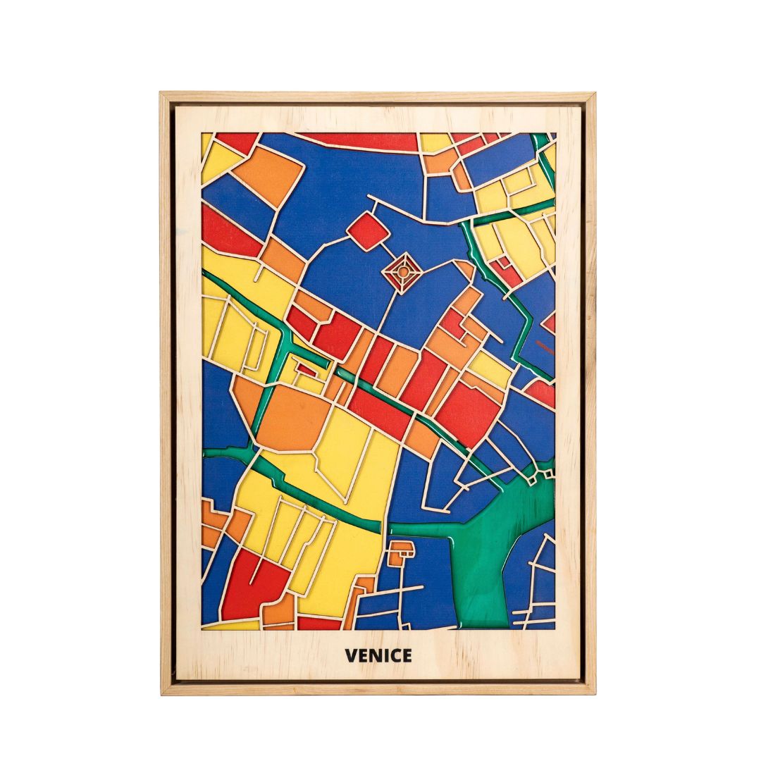 Wooden Wall Art - Venice City Map