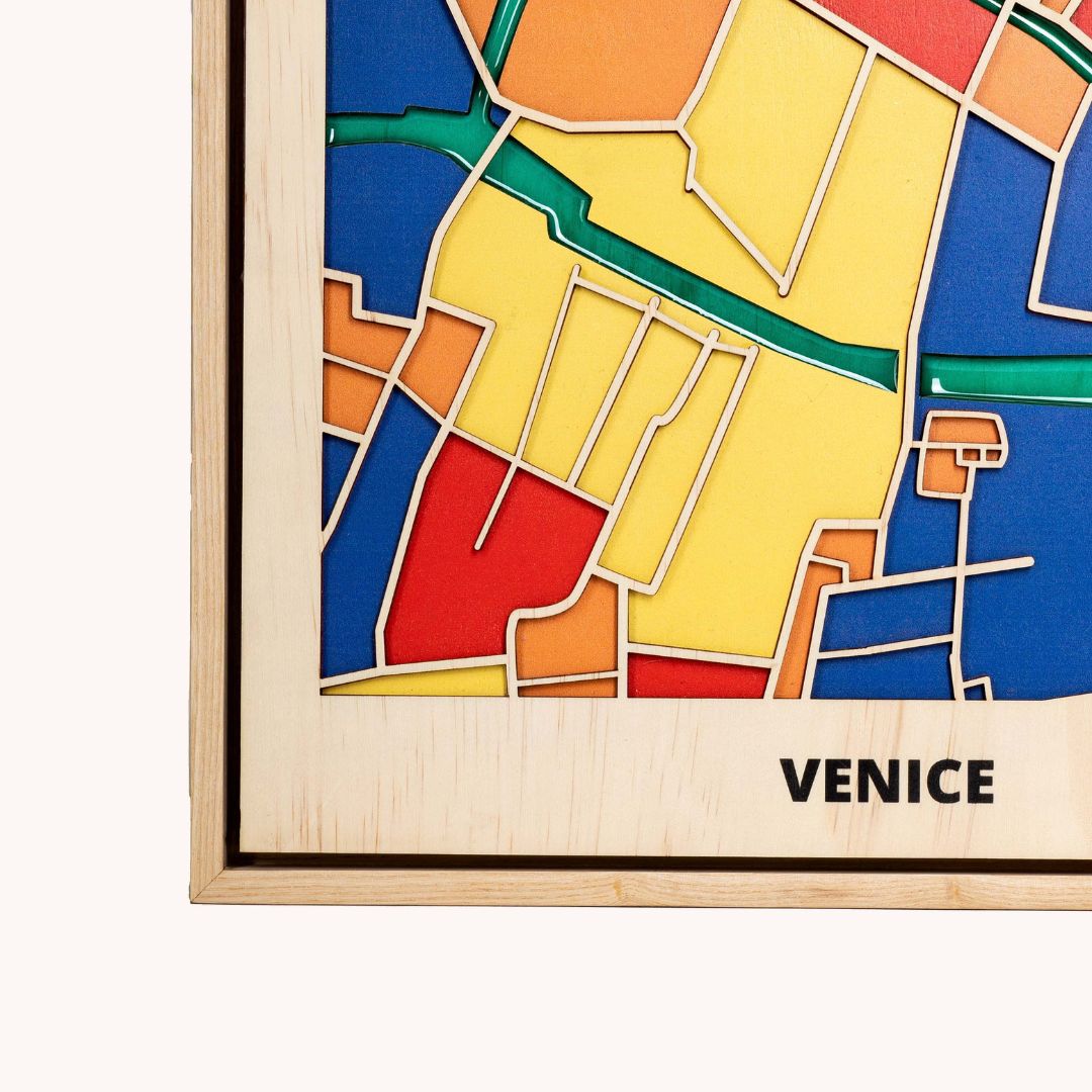 Wooden Wall Art - Venice City Map