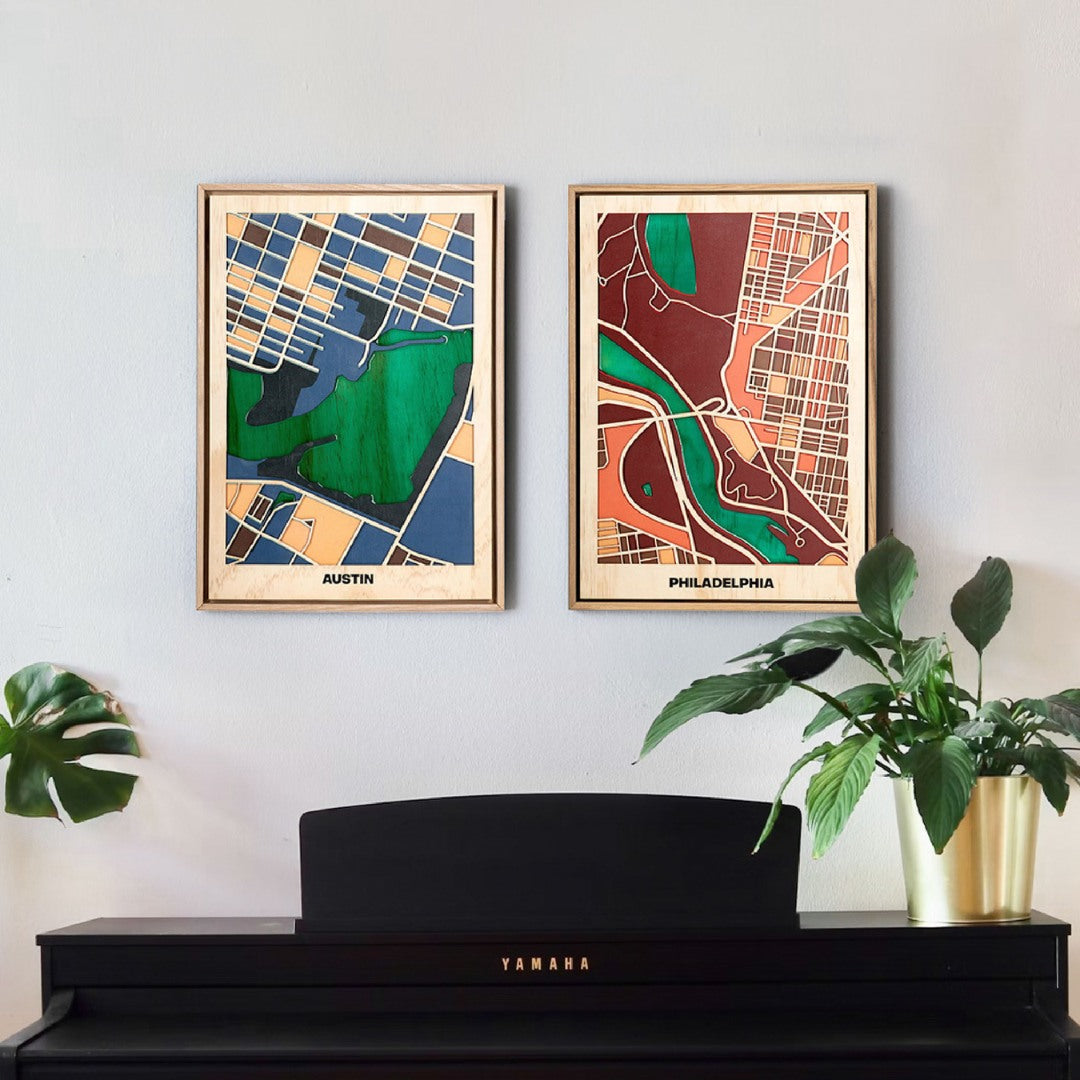 Wooden Wall Art - Austin City Map